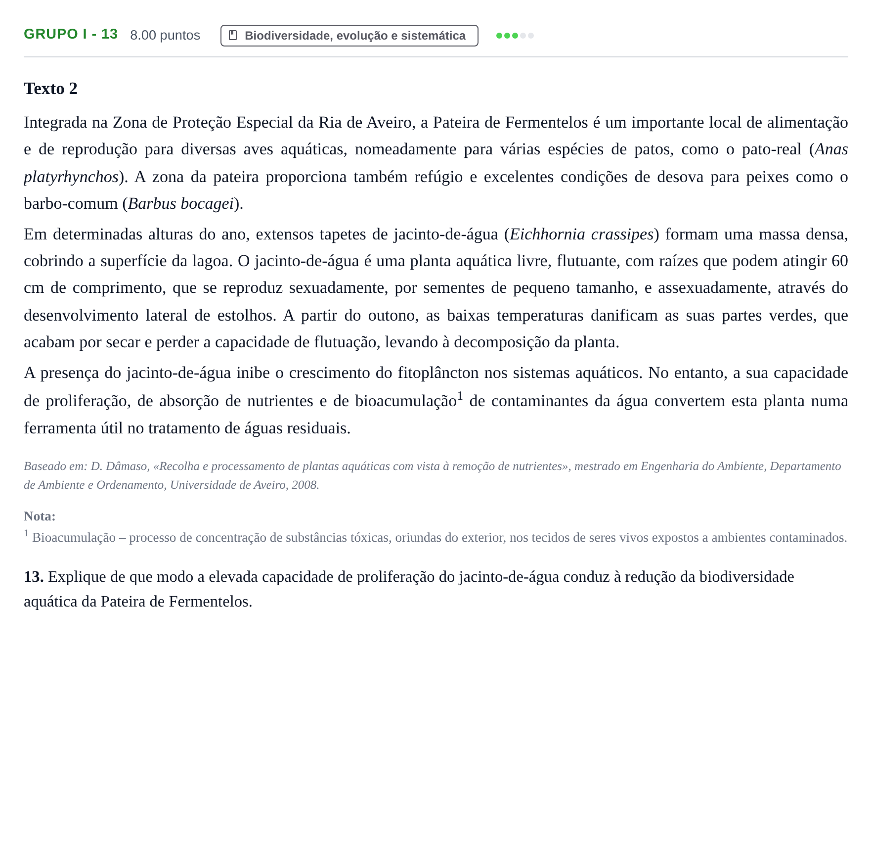 Enunciado: Grupo I - 13 · Exame Nacional Biologia e Geologia 2.ª fase 2021