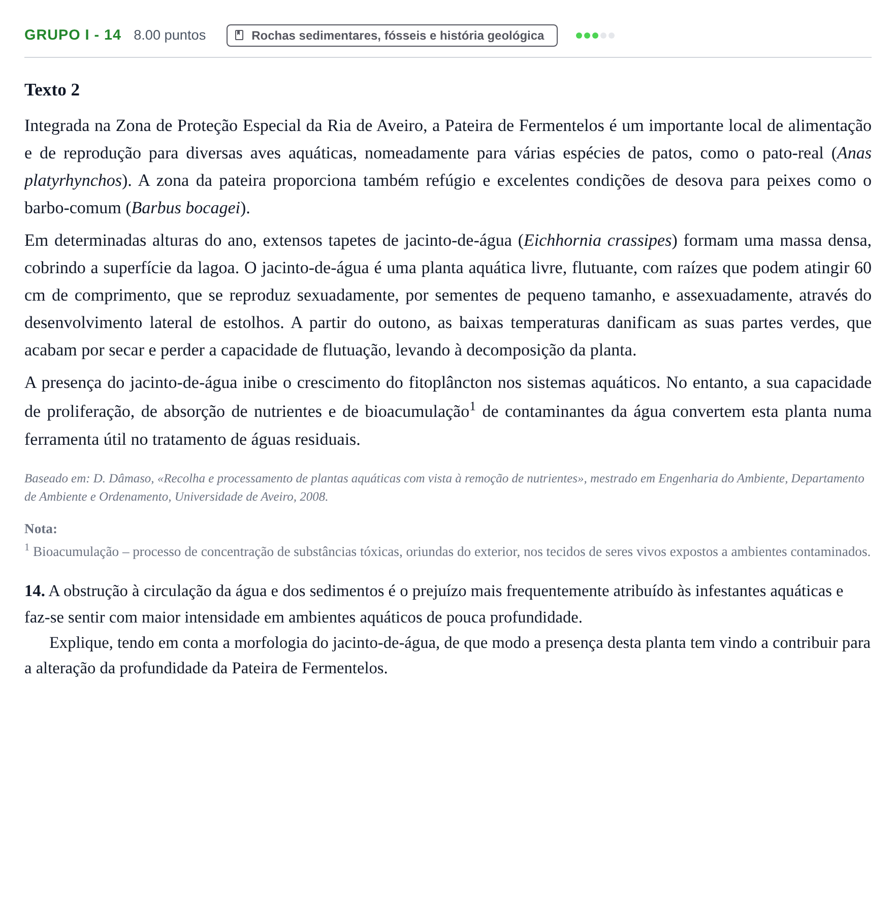 Enunciado: Grupo I - 14 · Exame Nacional Biologia e Geologia 2.ª fase 2021