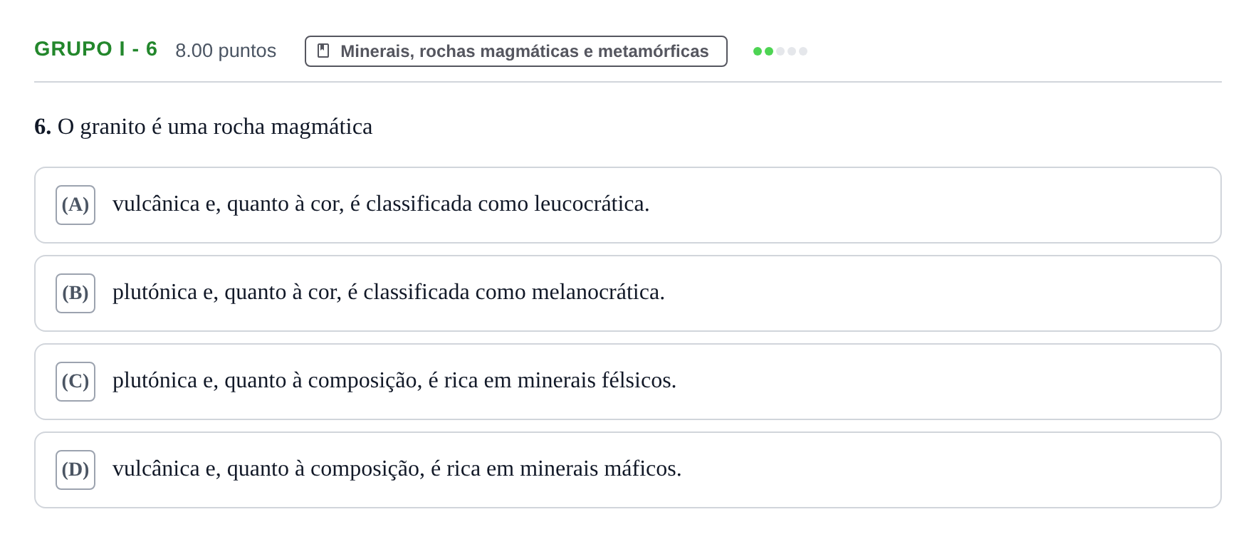 Enunciado: Grupo I - 6 · Exame Nacional Biologia e Geologia 2.ª fase 2021