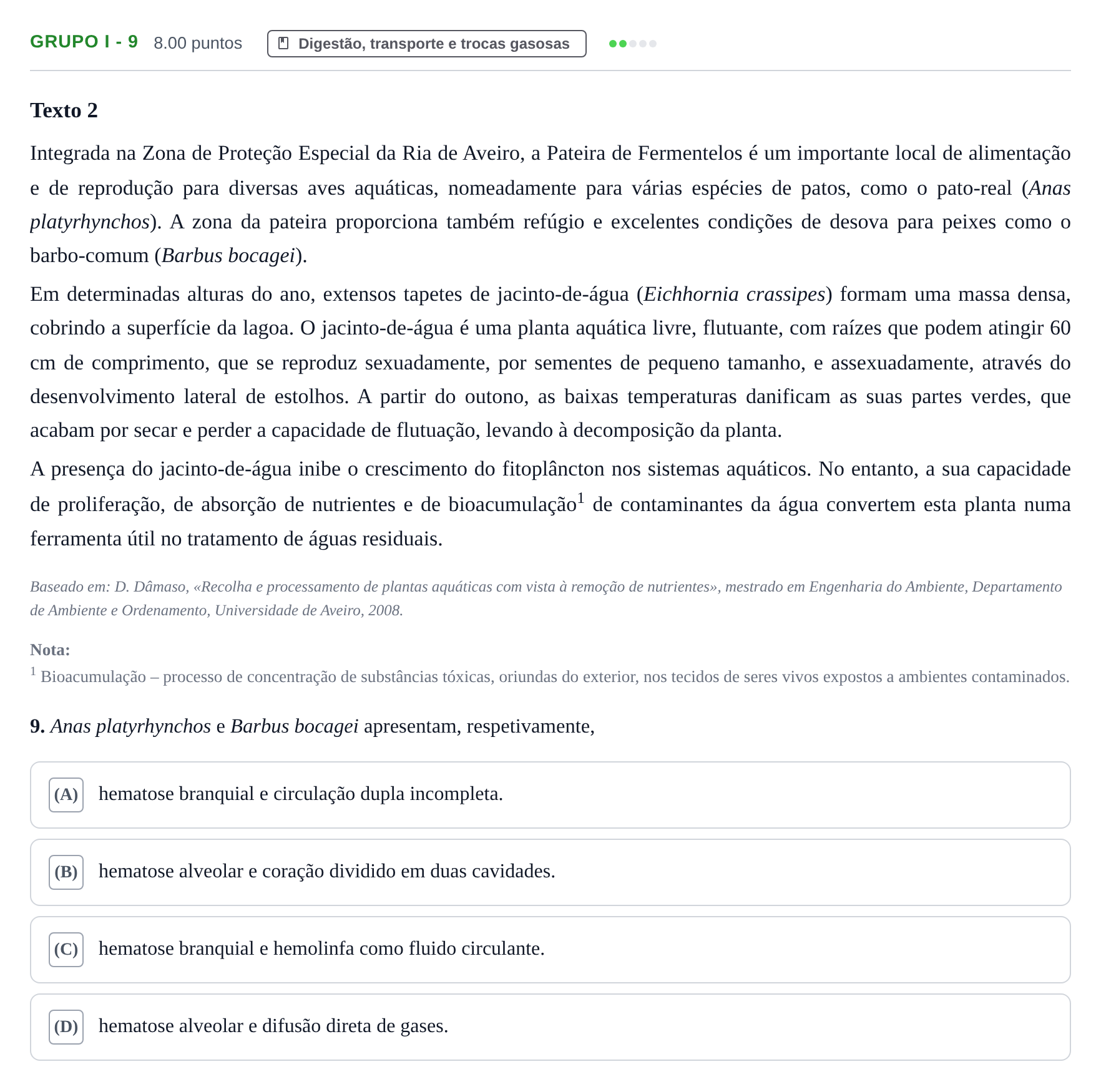Enunciado: Grupo I - 9 · Exame Nacional Biologia e Geologia 2.ª fase 2021