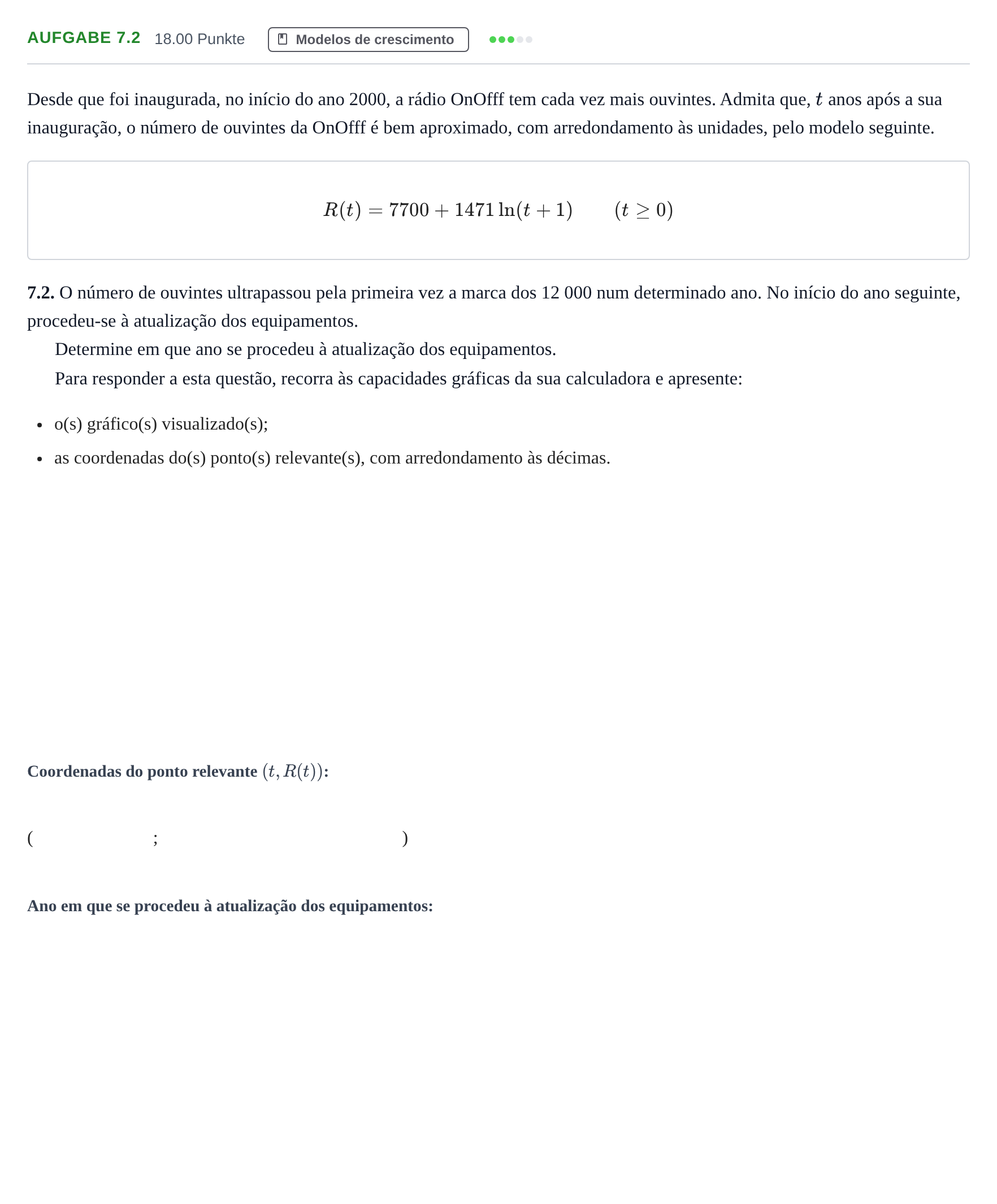 Enunciado: Exercício 7.2 · Exame Nacional Matemática Aplicada às Ciências Sociais Época especial 2021