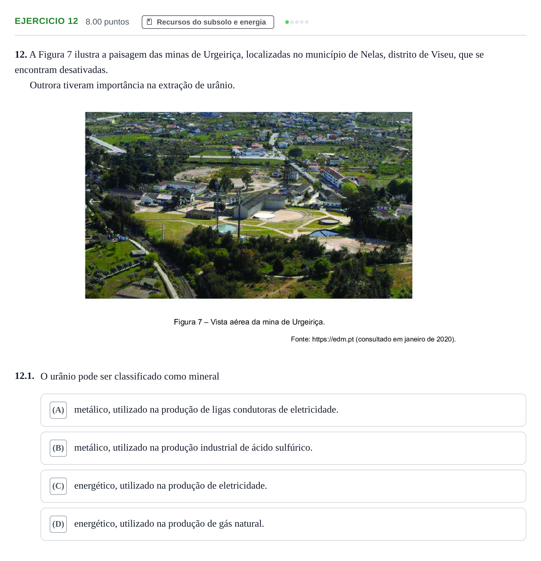 Enunciado: Exercício 12 · Exame Nacional Geografia A Época especial 2021
