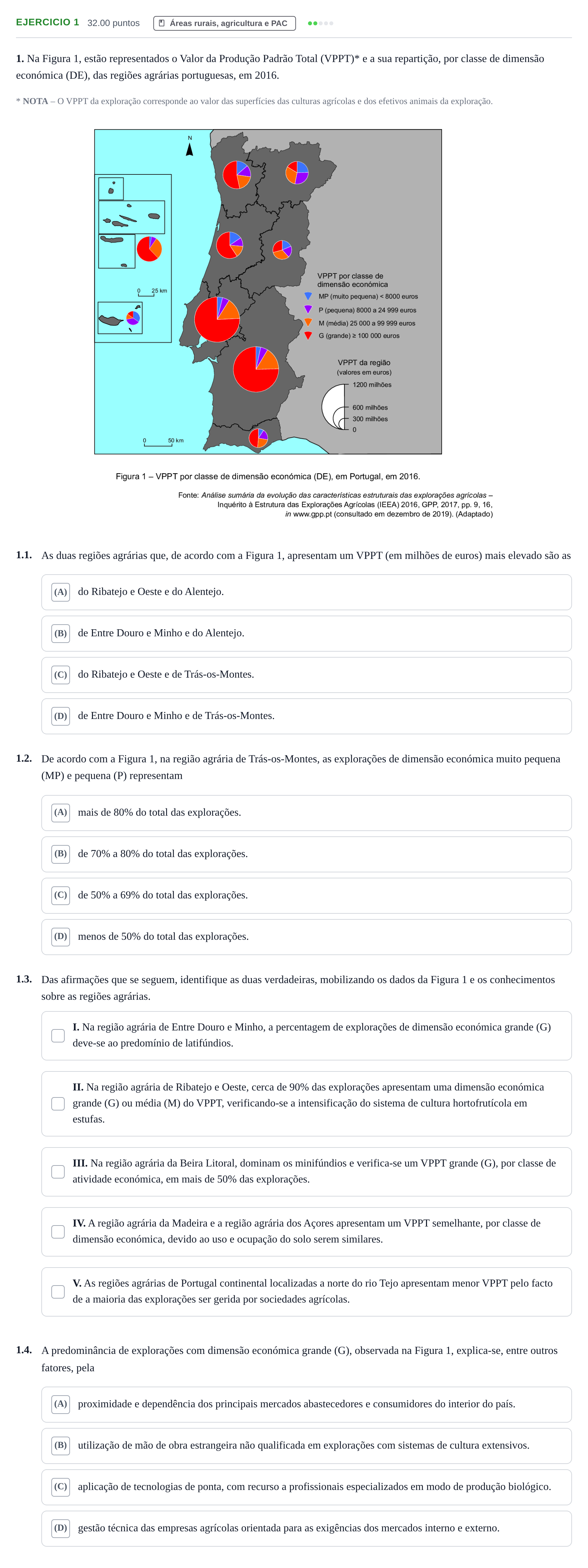 Enunciado: Exercício 1 · Exame Nacional Geografia A Época especial 2021