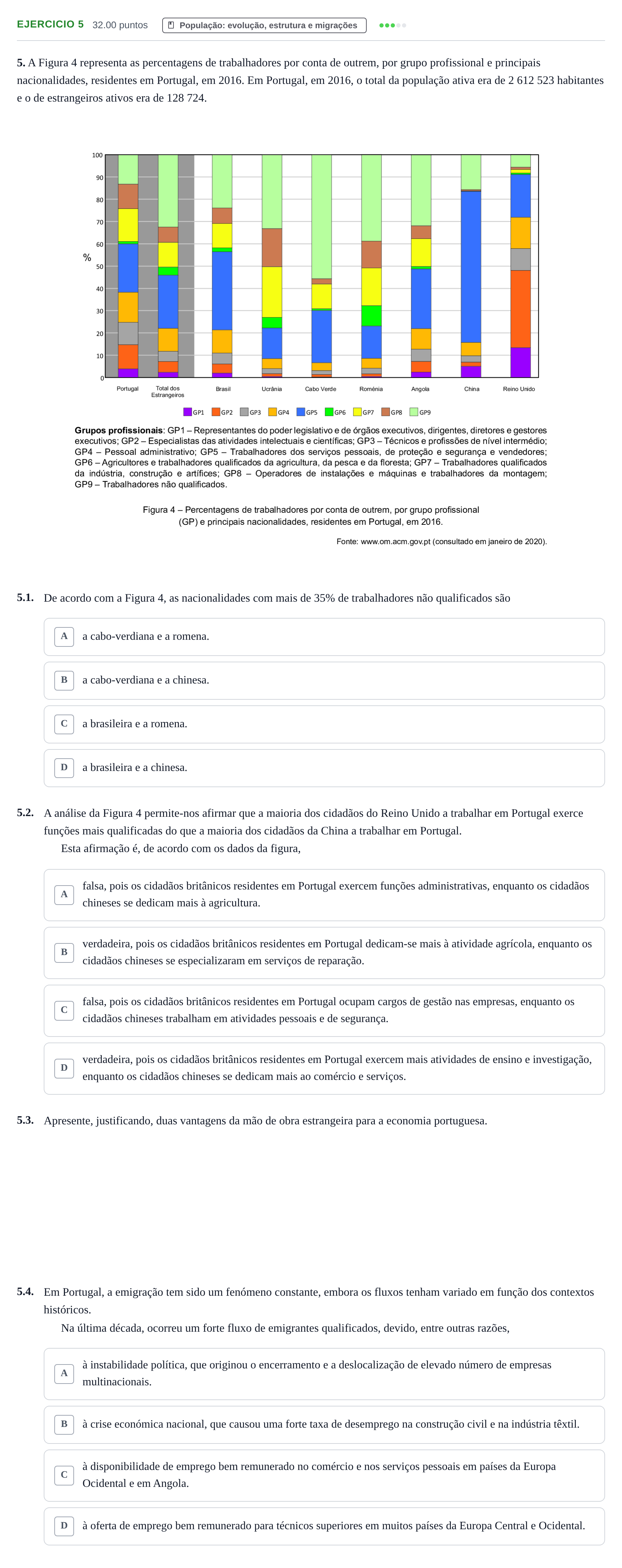 Enunciado: Exercício 5 · Exame Nacional Geografia A Época especial 2021