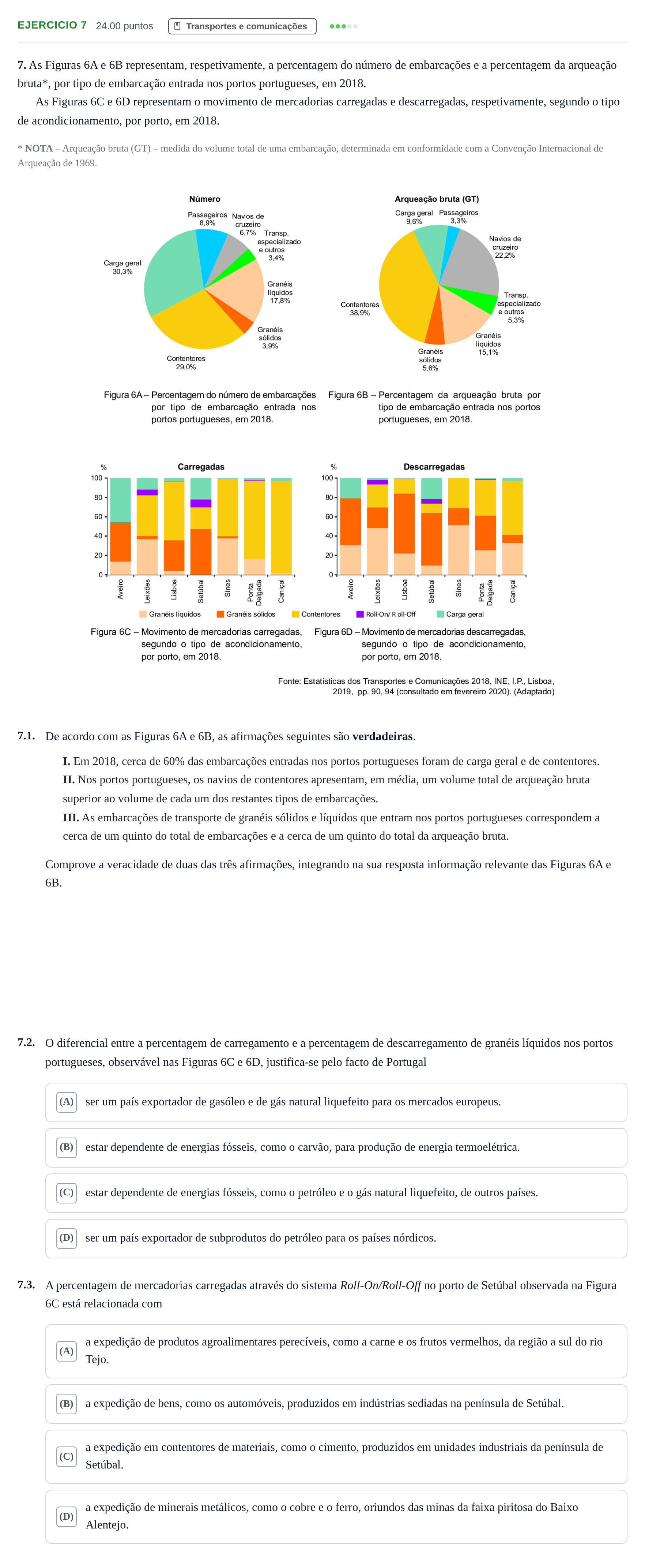 Enunciado: Exercício 7 · Exame Nacional Geografia A Época especial 2021