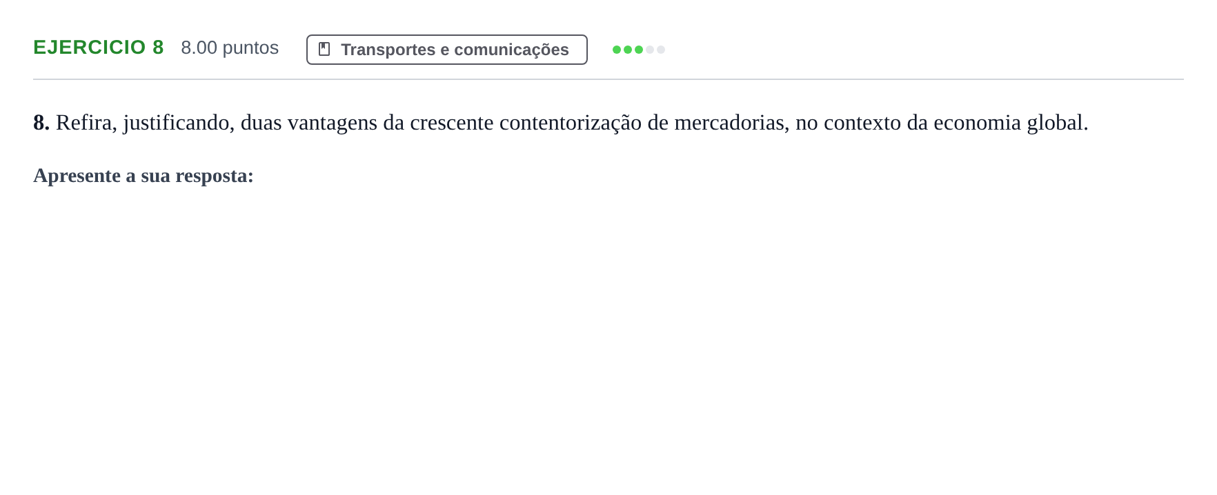 Enunciado: Exercício 8 · Exame Nacional Geografia A Época especial 2021