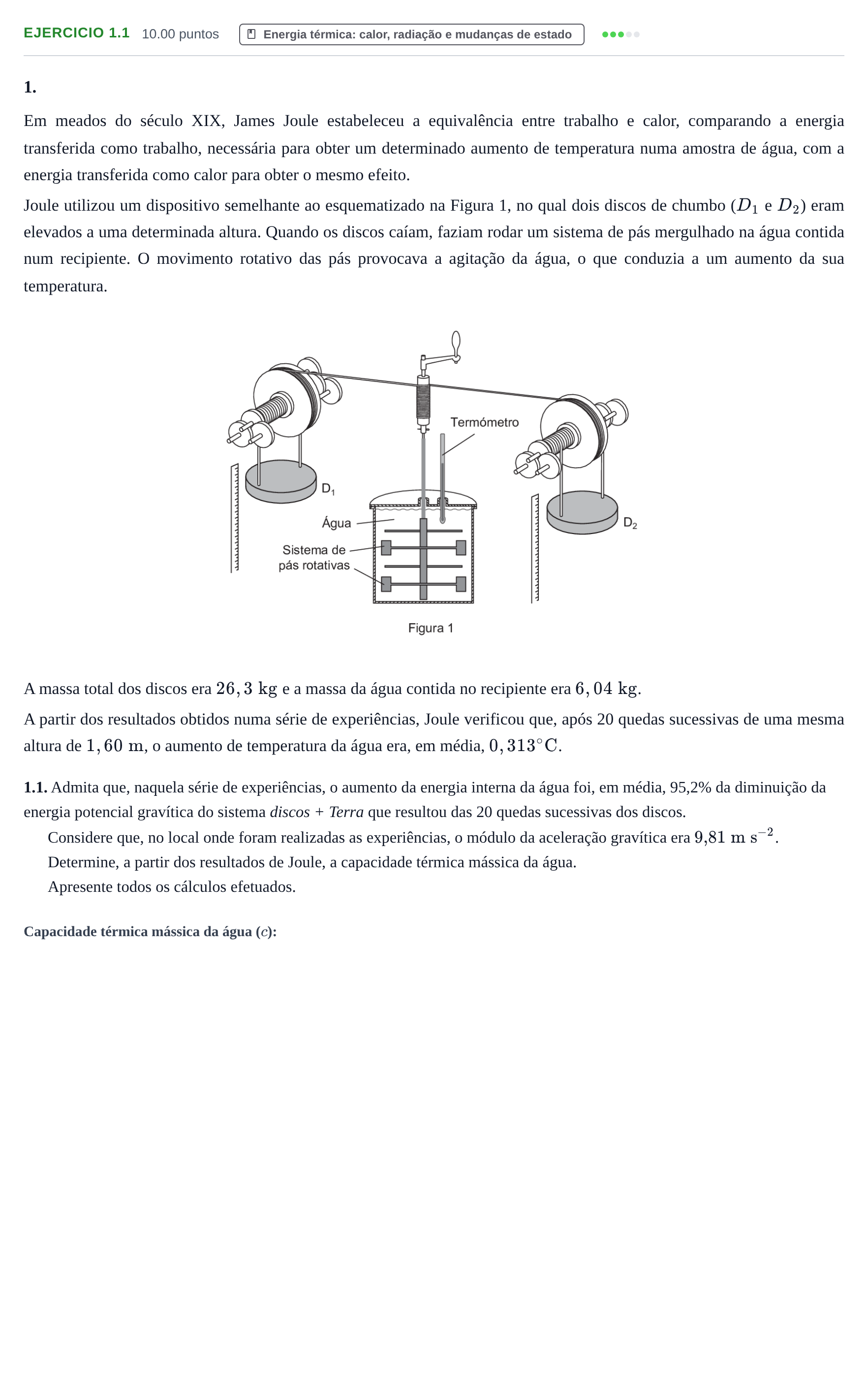 Enunciado: Exercício 1.1 - Energia térmica · Exame Nacional Física e Química A 1.ª fase 2021