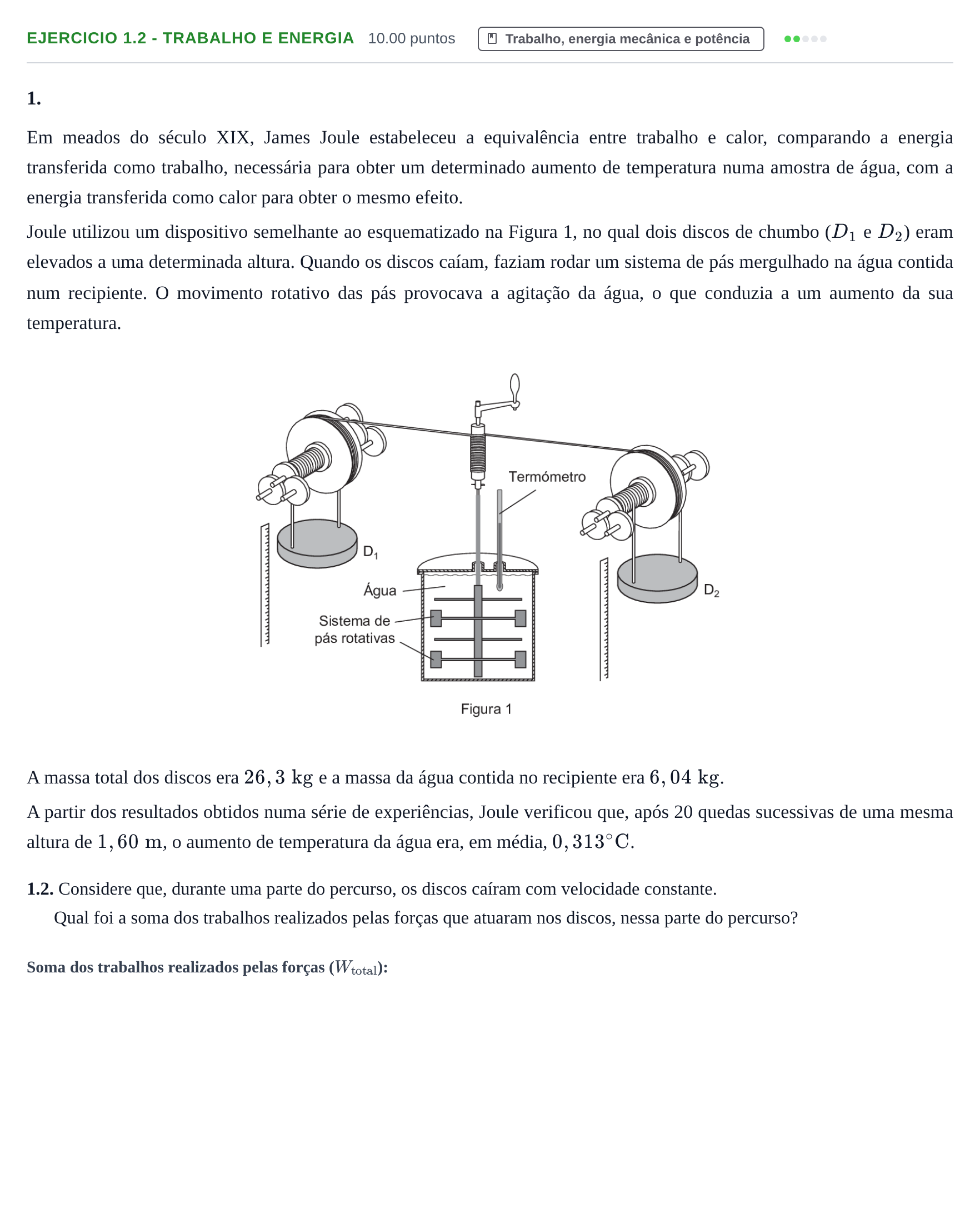 Enunciado: Exercício 1.2 - Trabalho e energia · Exame Nacional Física e Química A 1.ª fase 2021