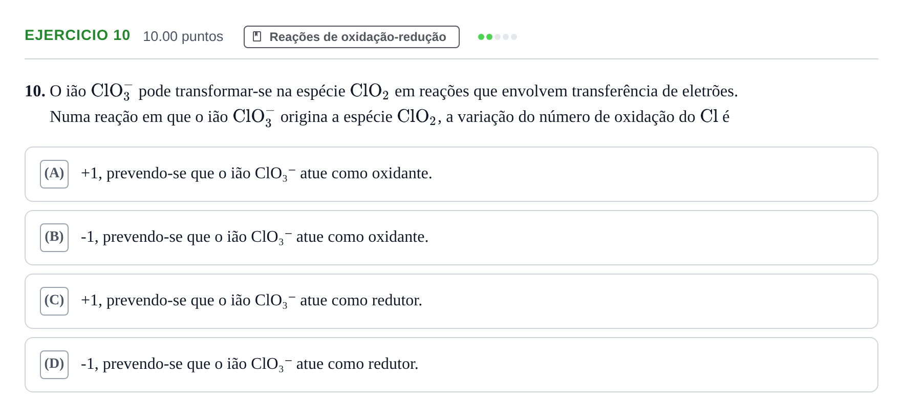 Enunciado: Exercício 10 · Exame Nacional Física e Química A 2.ª fase 2021