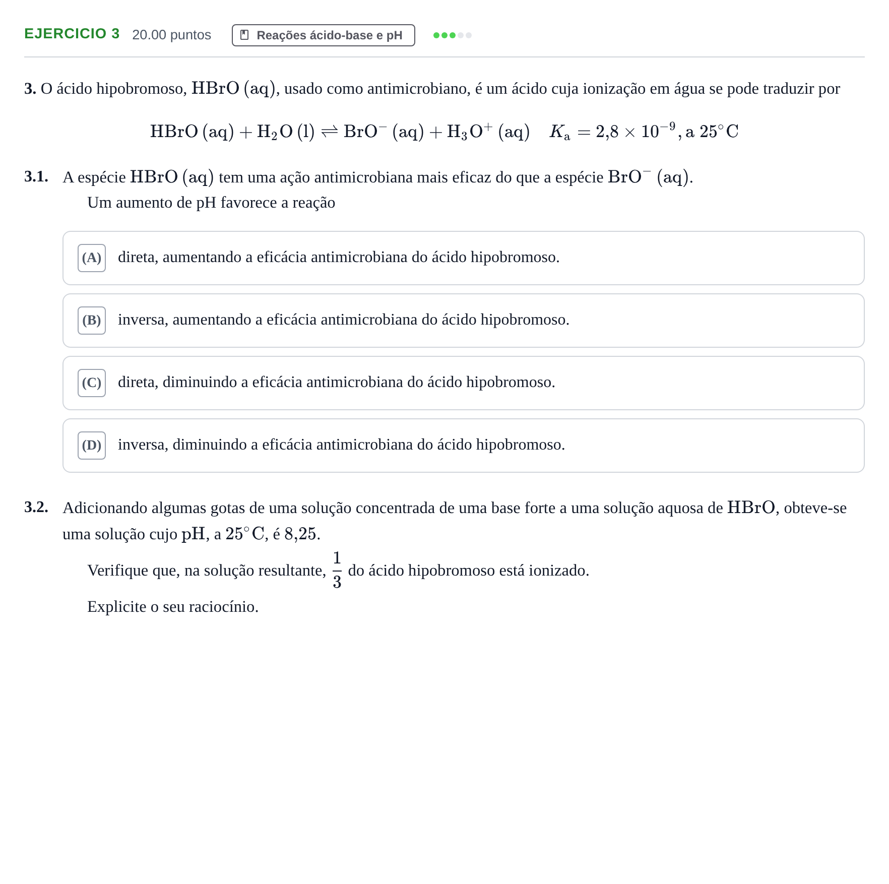 Enunciado: Exercício 3 · Exame Nacional Física e Química A 2.ª fase 2021