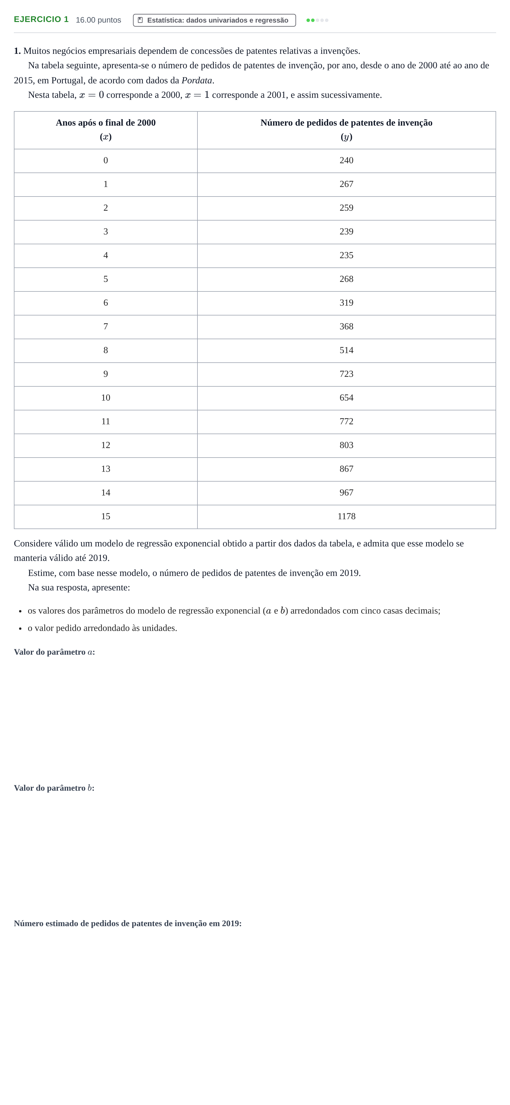 Enunciado: Exercício 1 · Exame Nacional Matemática B Época especial 2021