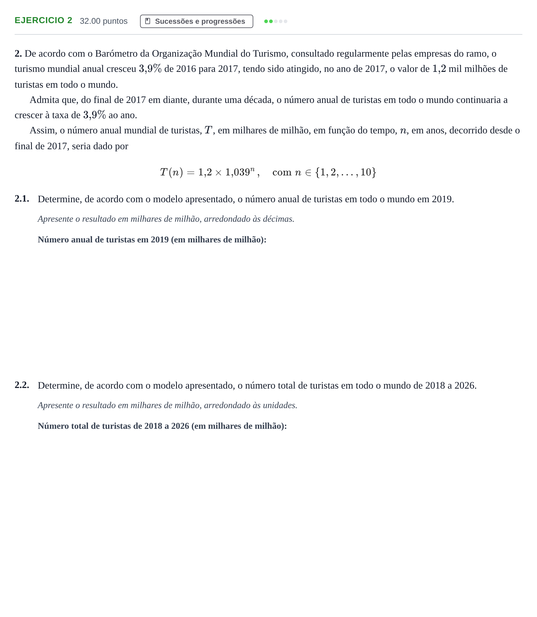 Enunciado: Exercício 2 · Exame Nacional Matemática B Época especial 2021