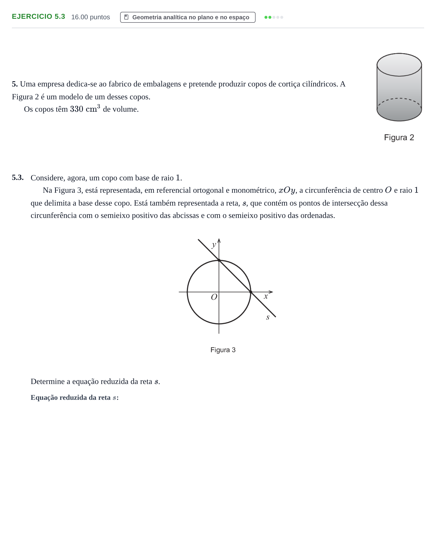 Enunciado: Exercício 5.3 - Geometria analítica · Exame Nacional Matemática B Época especial 2021