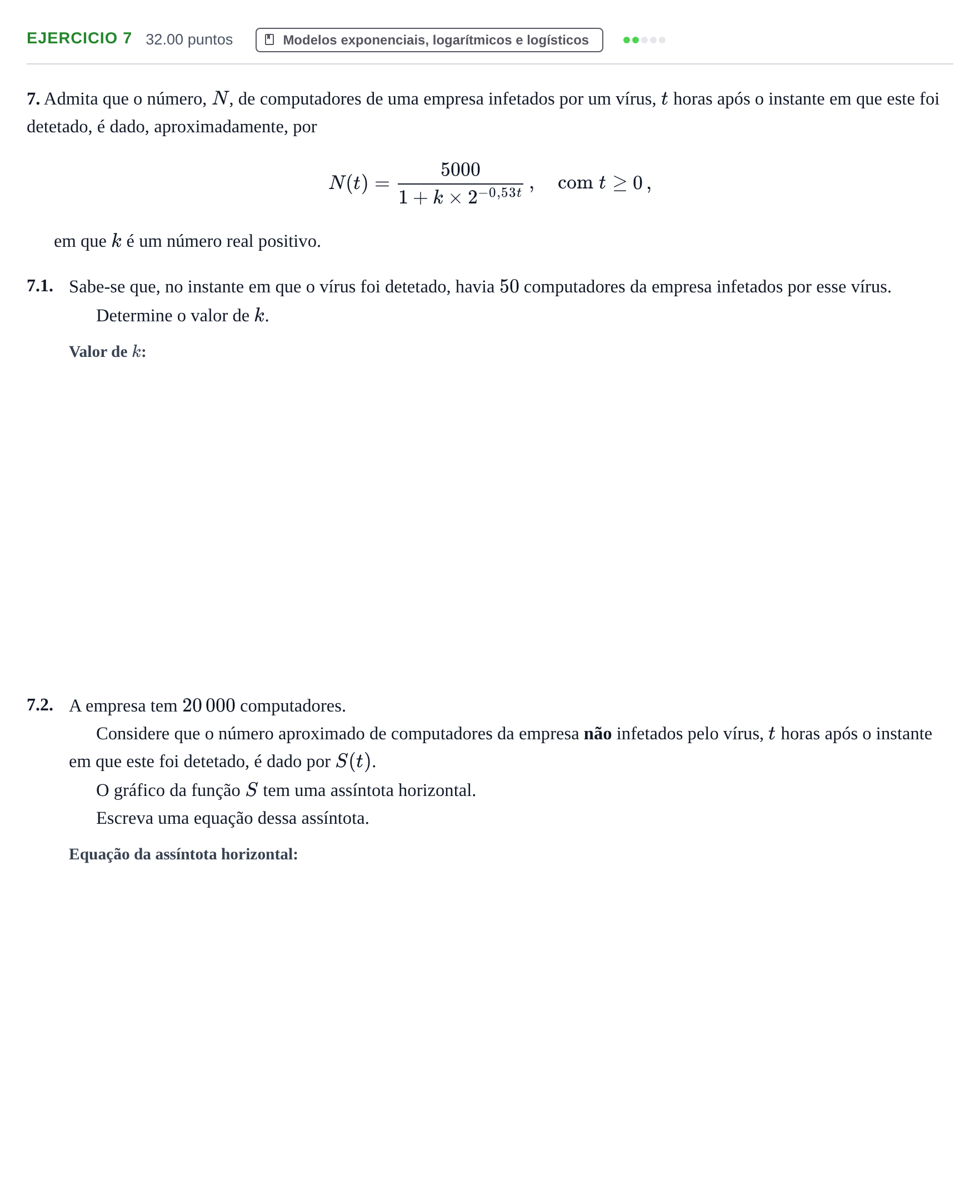 Enunciado: Exercício 7 · Exame Nacional Matemática B Época especial 2021