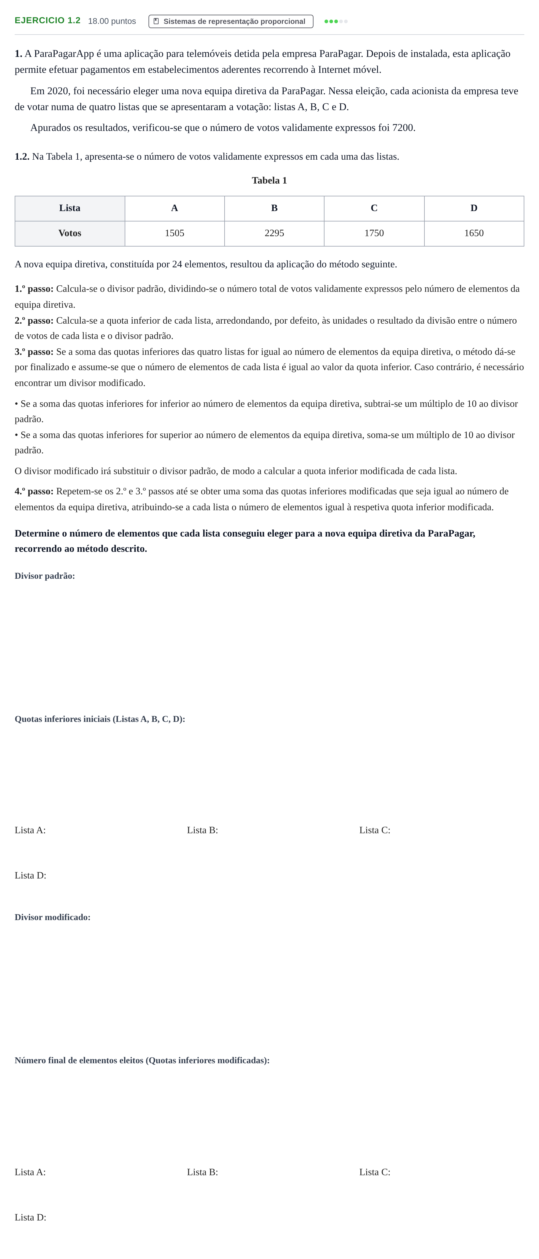 Enunciado: Exercício 1.2 · Exame Nacional Matemática Aplicada às Ciências Sociais 1.ª fase 2021
