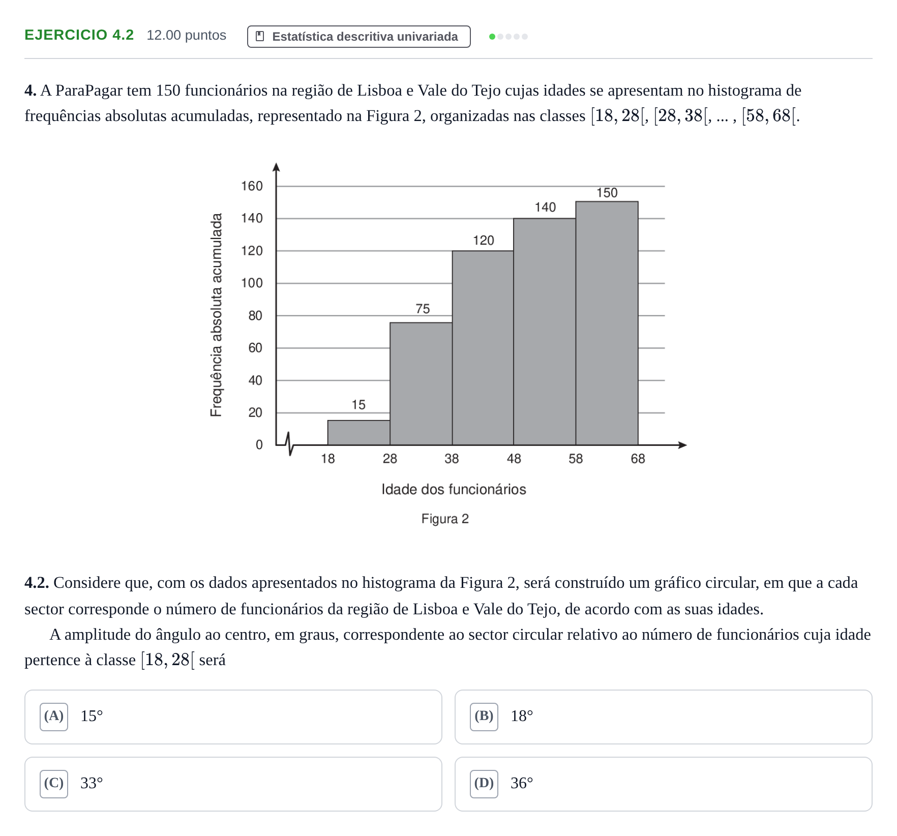 Enunciado: Exercício 4.2 · Exame Nacional Matemática Aplicada às Ciências Sociais 1.ª fase 2021
