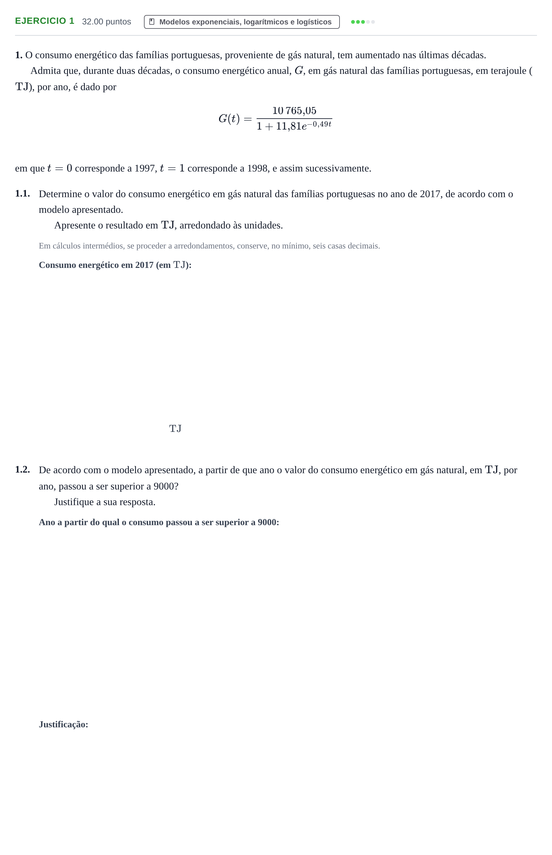 Enunciado: Exercício 1 · Exame Nacional Matemática B 1.ª fase 2021