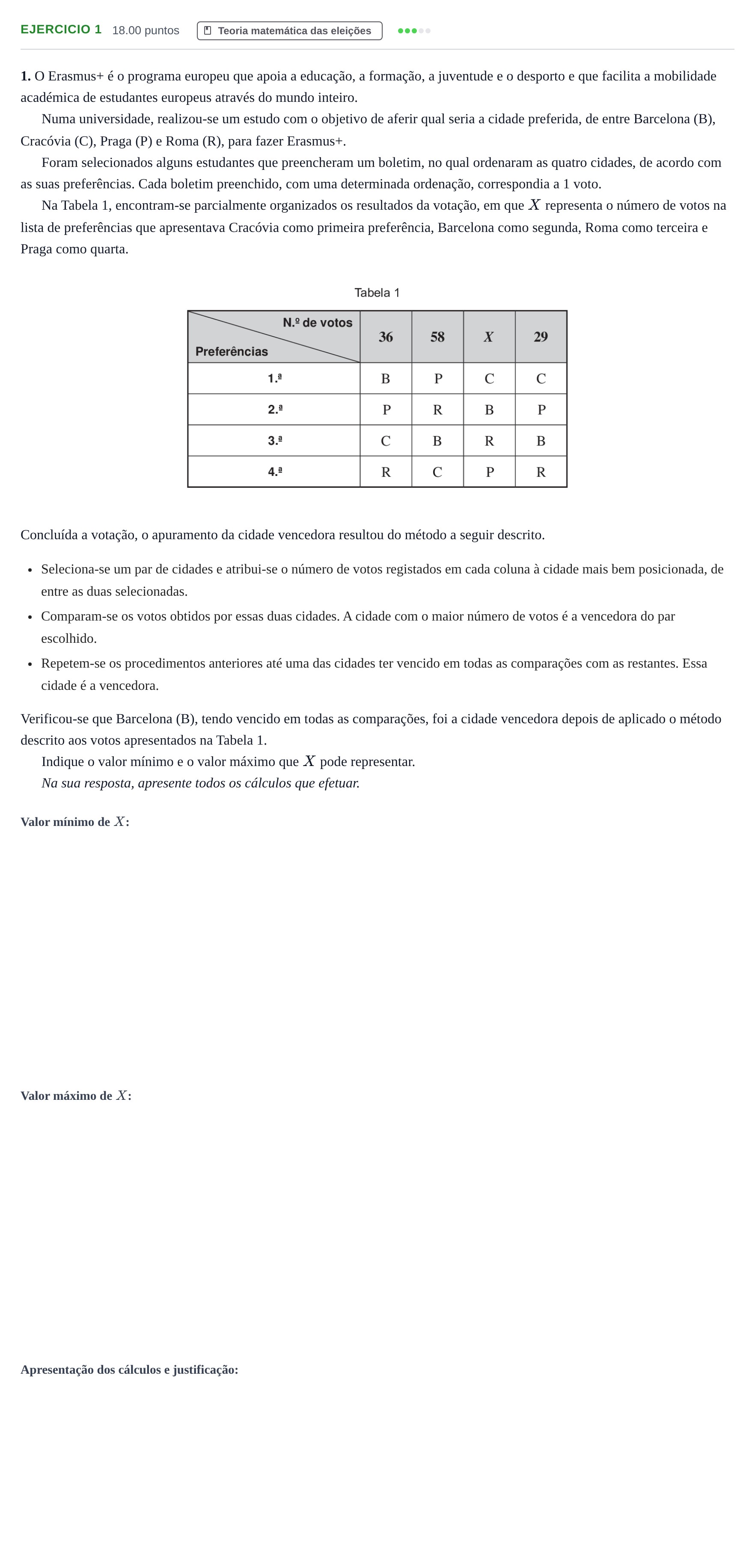 Enunciado: Exercício 1 · Exame Nacional Matemática Aplicada às Ciências Sociais 2.ª fase 2021
