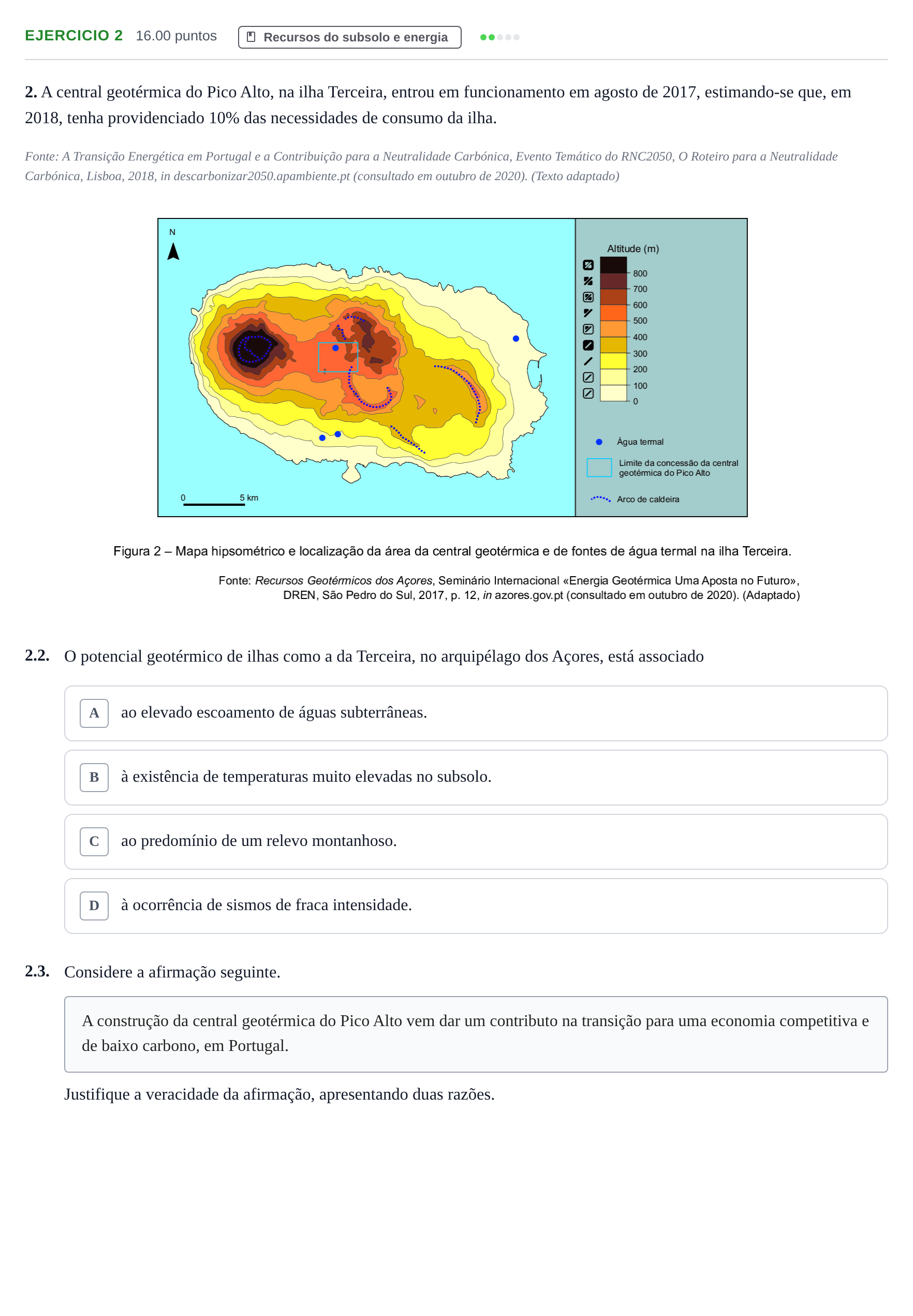Enunciado: Exercício 2 - Recursos do subsolo e energia · Exame Nacional Geografia A 2.ª fase 2021