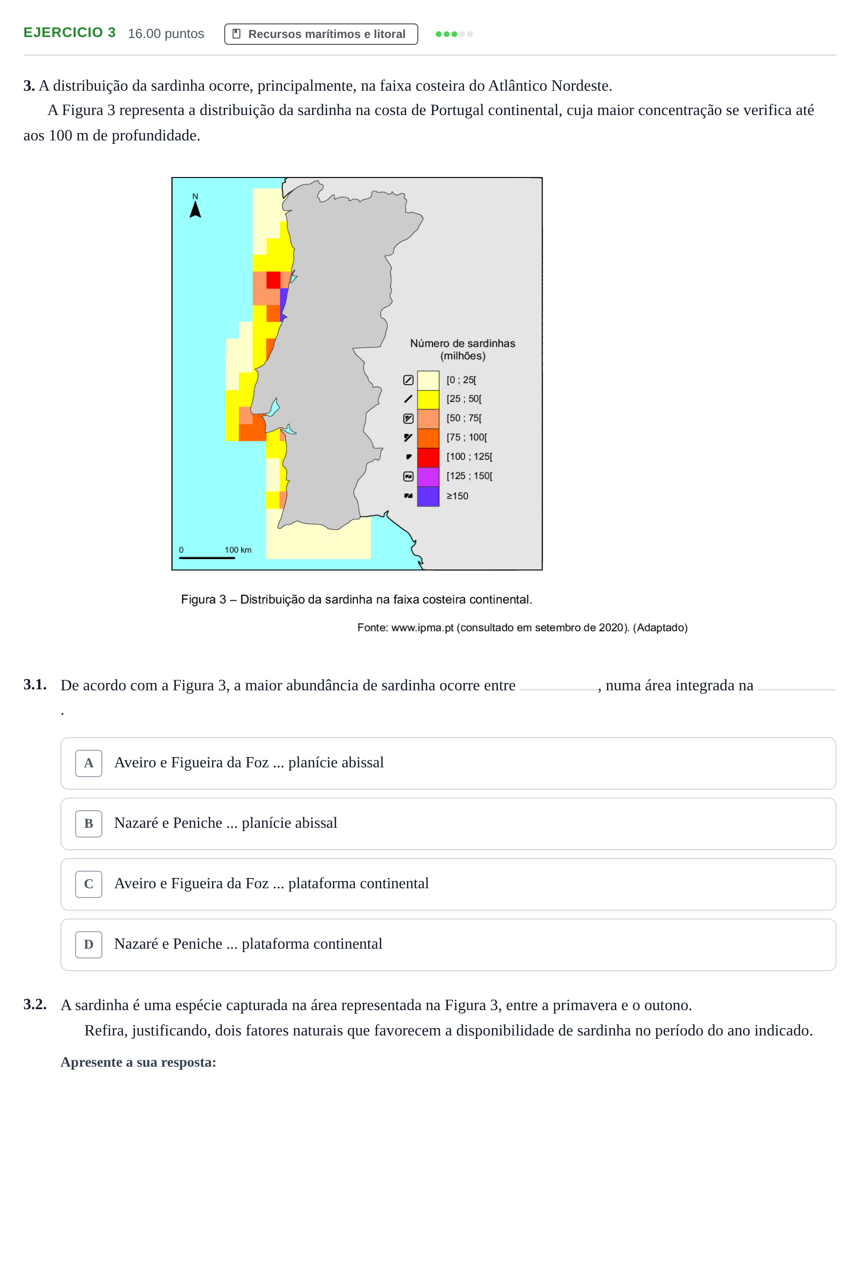 Enunciado: Exercício 3 · Exame Nacional Geografia A 2.ª fase 2021