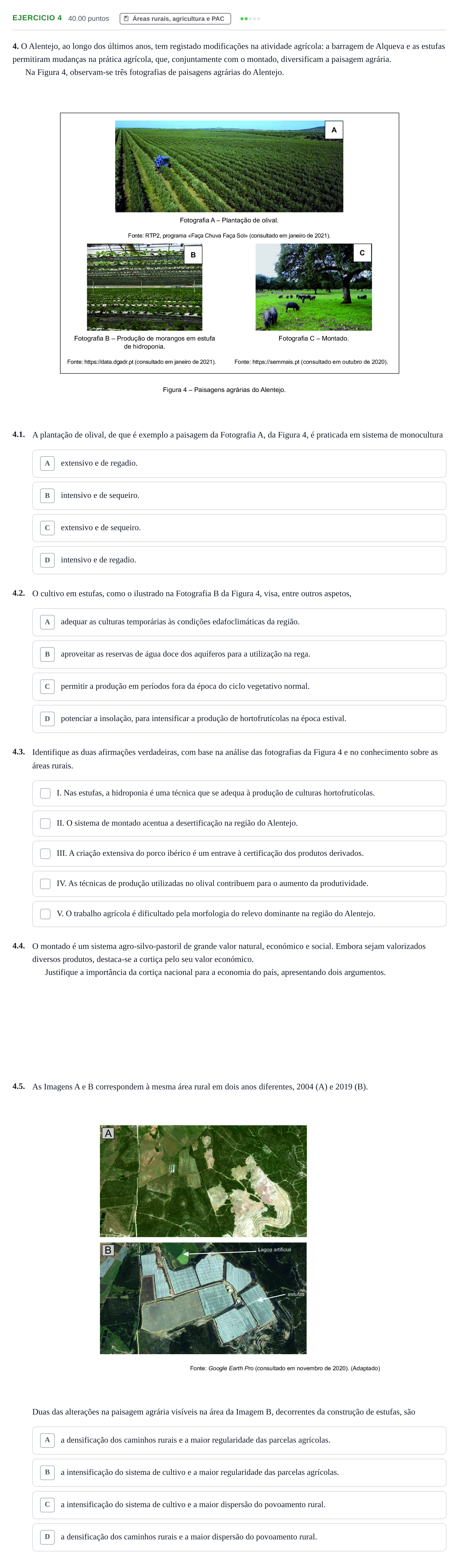 Enunciado: Exercício 4 · Exame Nacional Geografia A 2.ª fase 2021