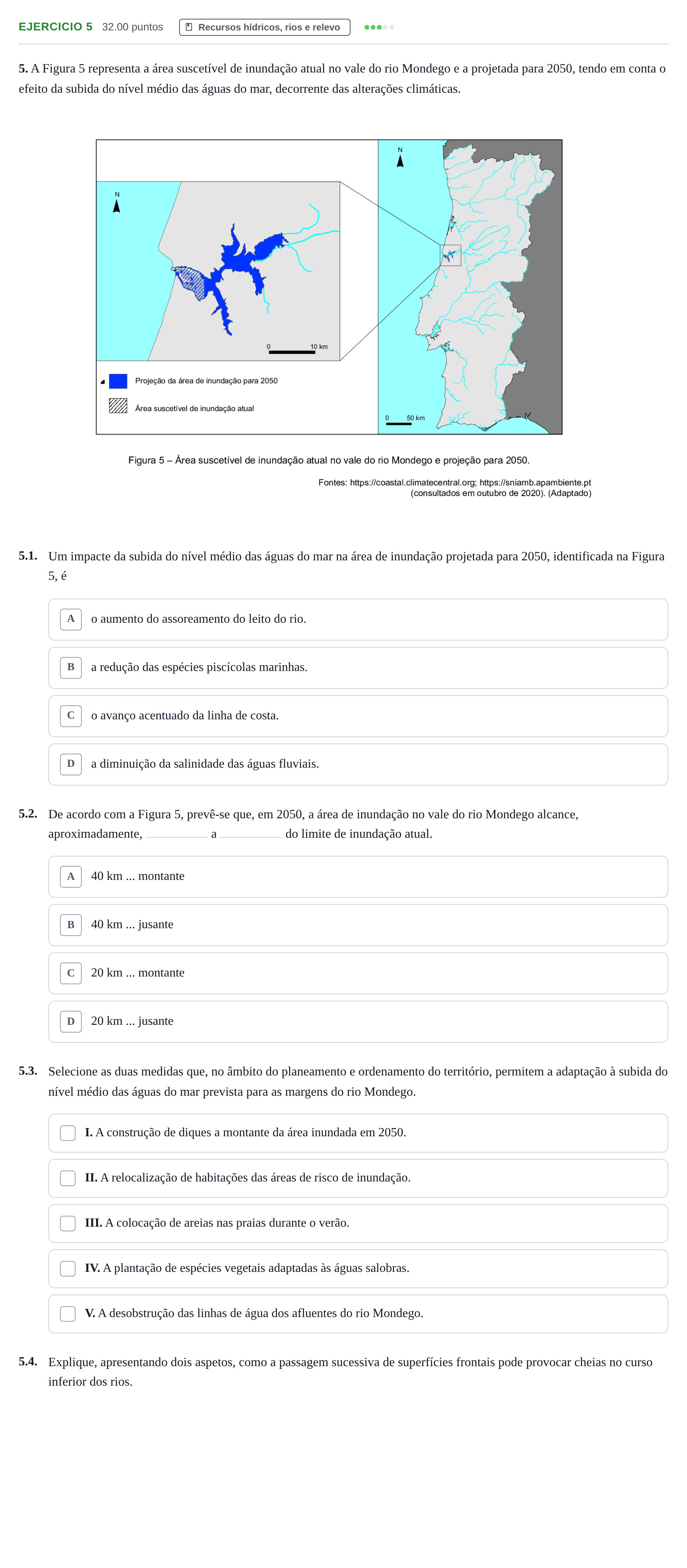 Enunciado: Exercício 5 · Exame Nacional Geografia A 2.ª fase 2021
