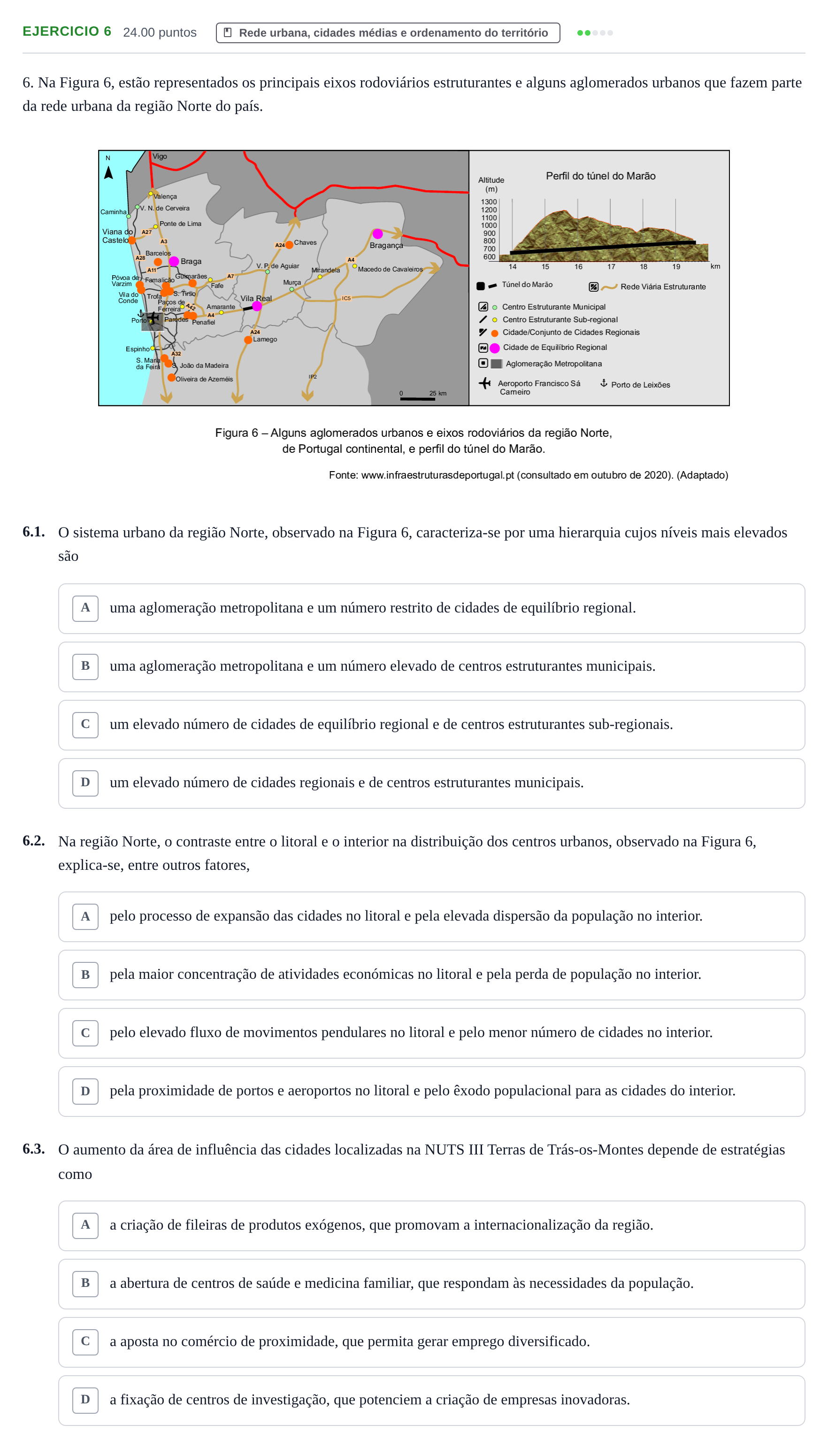 Enunciado: Exercício 6 - Rede urbana, cidades médias e ordenamento do… · Exame Nacional Geografia A 2.ª fase 2021