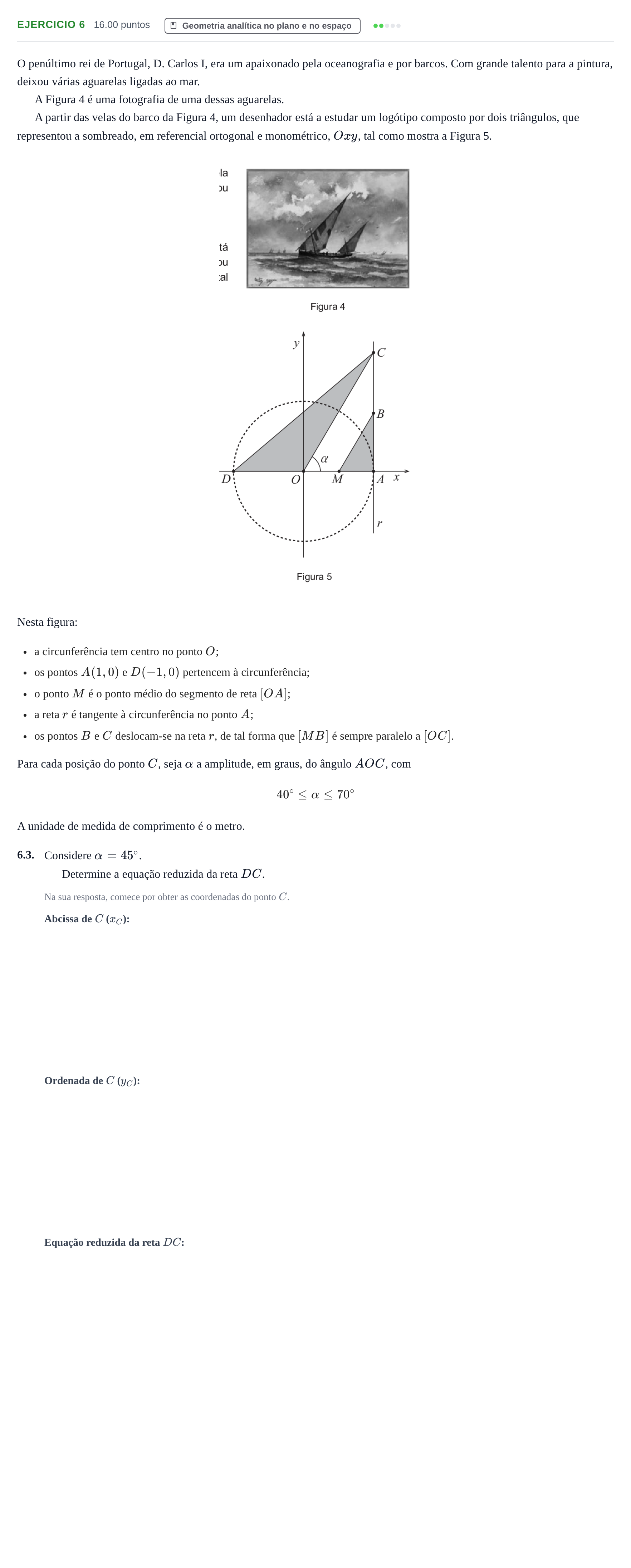 Enunciado: Exercício 6 - Geometria analítica · Exame Nacional Matemática B 2.ª fase 2021