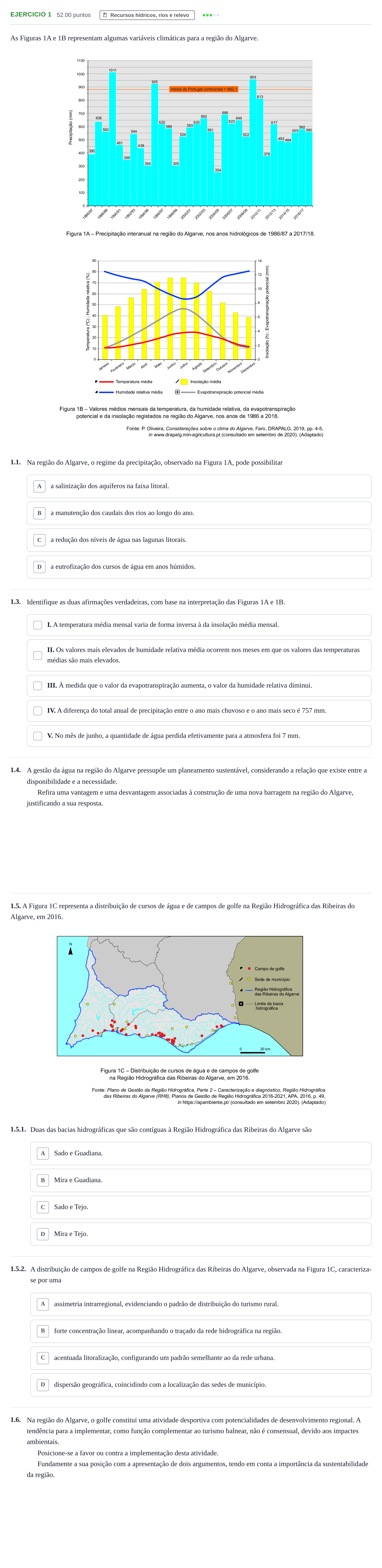 Enunciado: Exercício 1 - Recursos hídricos · Exame Nacional Geografia A 1.ª fase 2021