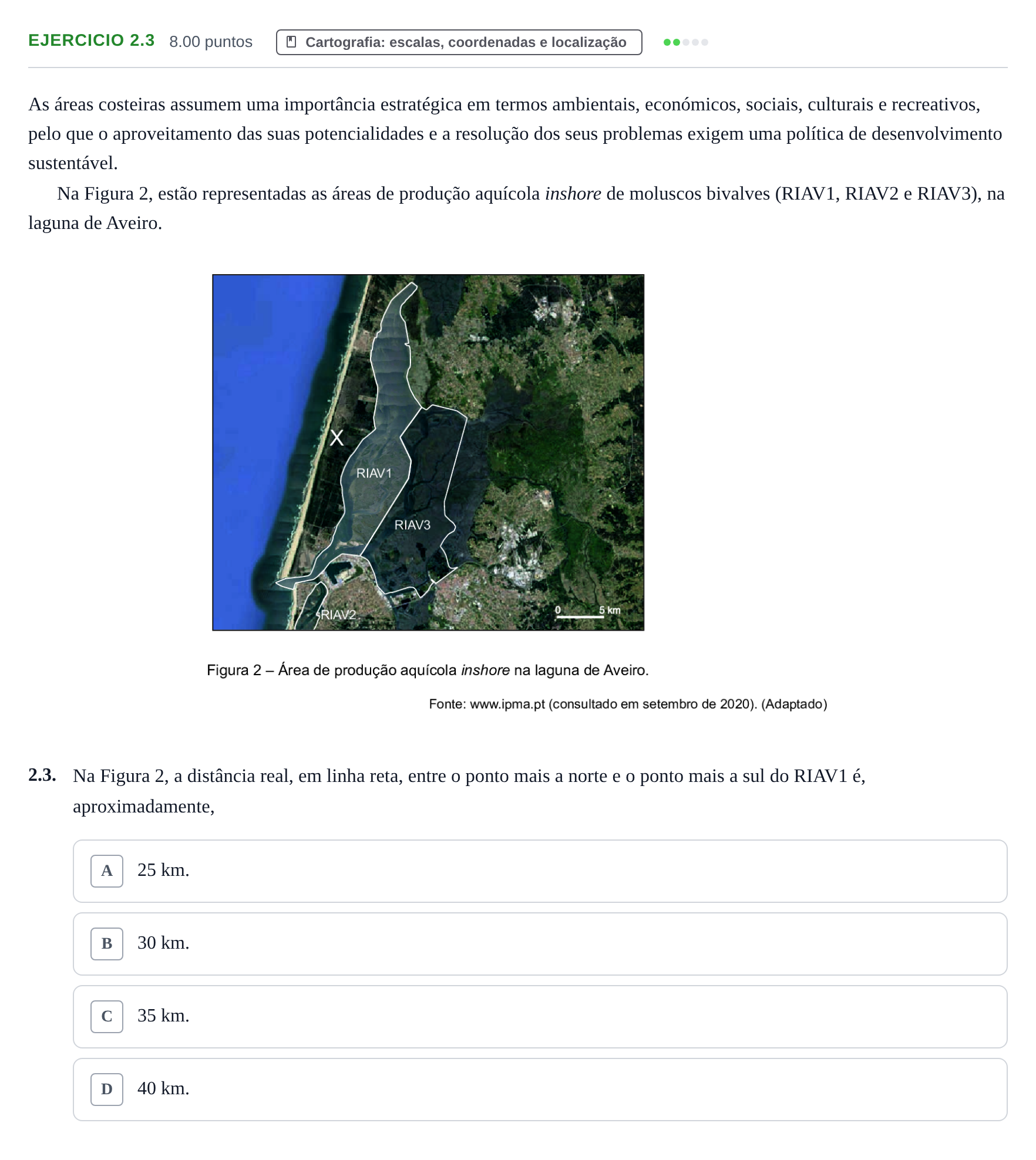 Enunciado: Exercício 2.3 - Cartografia · Exame Nacional Geografia A 1.ª fase 2021