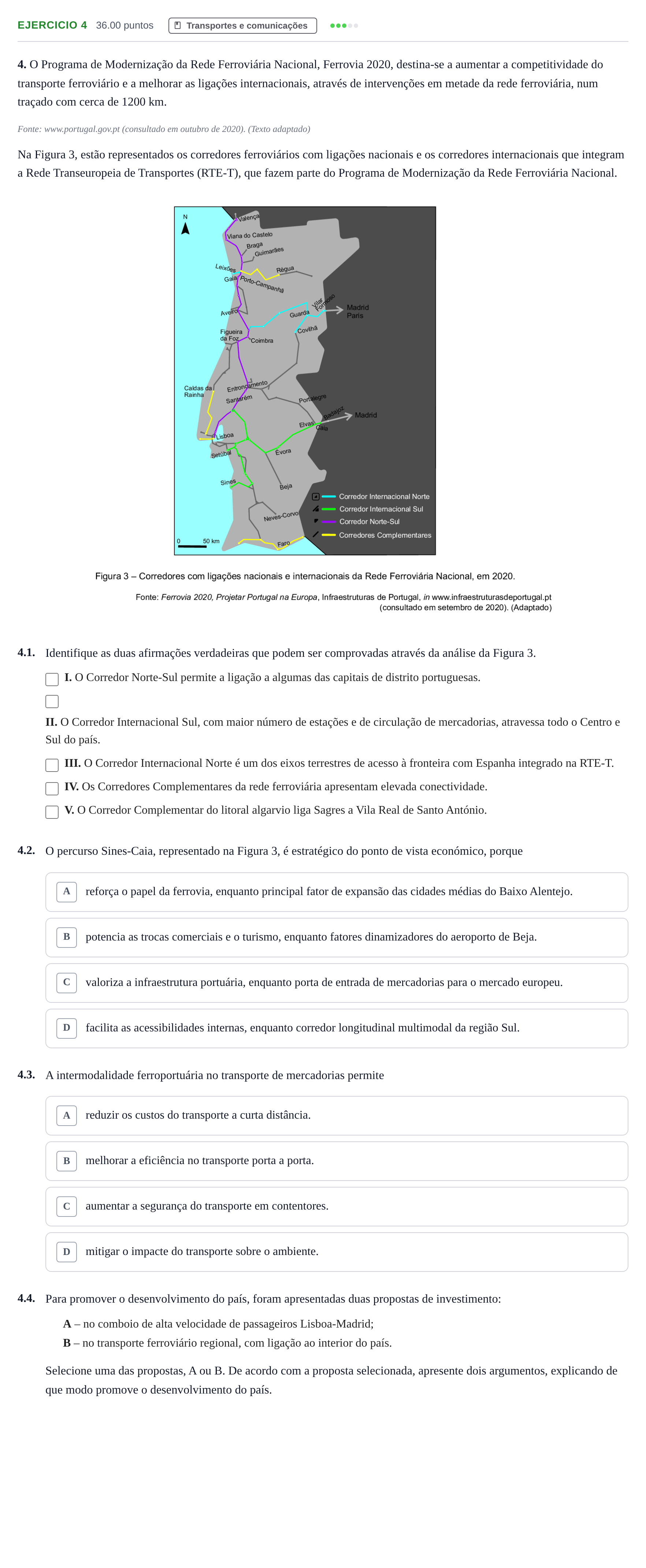 Enunciado: Exercício 4 · Exame Nacional Geografia A 1.ª fase 2021