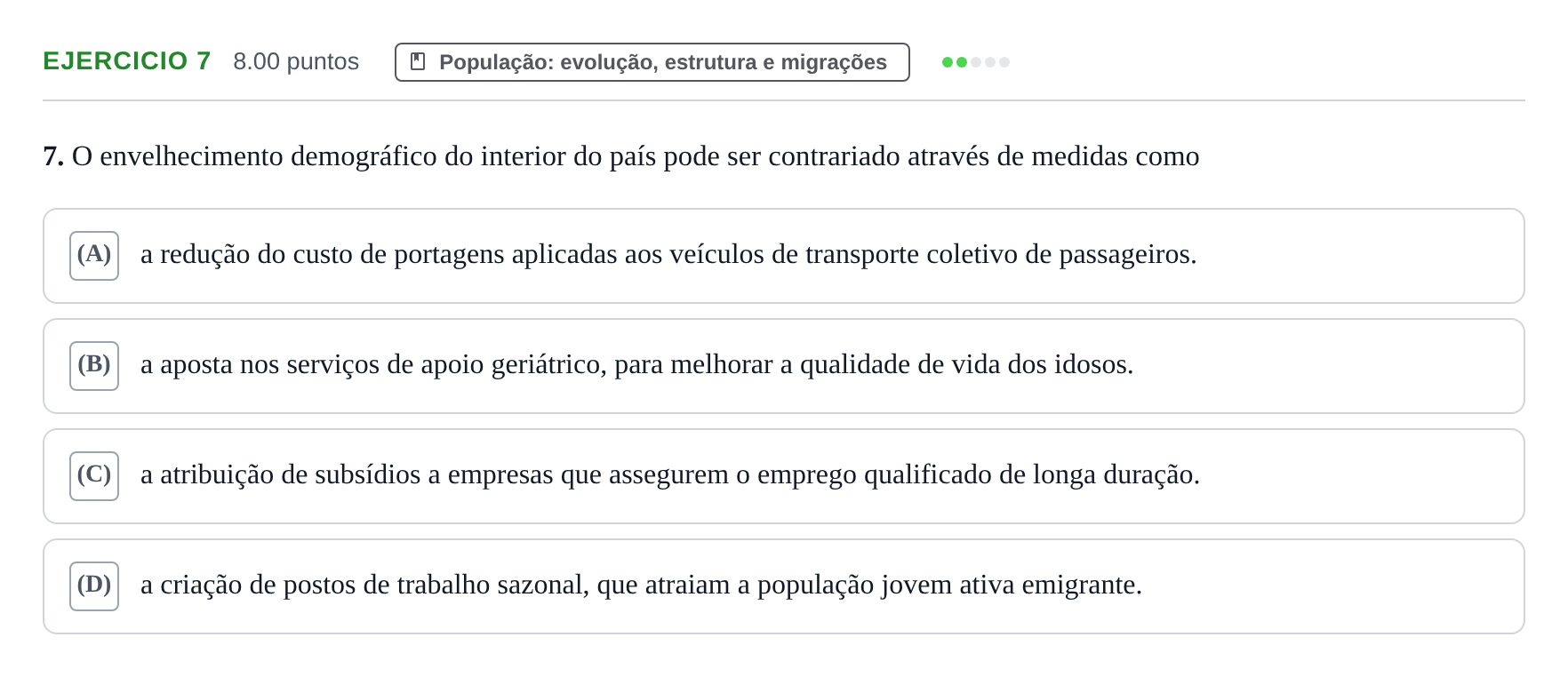 Enunciado: Exercício 7 · Exame Nacional Geografia A 1.ª fase 2021