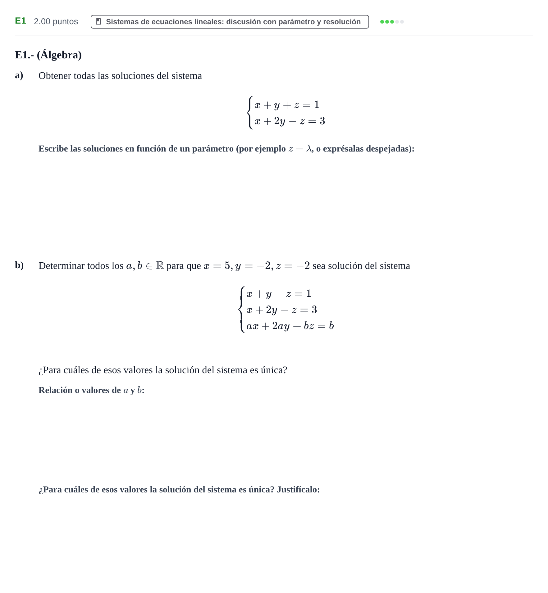 Enunciado: Ejercicio E1 · Matemáticas II PAU Castilla y León Extraordinaria 2023