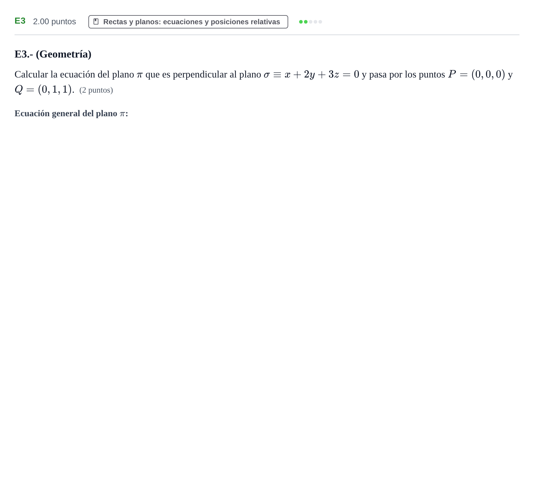 Enunciado: Ejercicio E3 · Matemáticas II PAU Castilla y León Ordinaria 2023