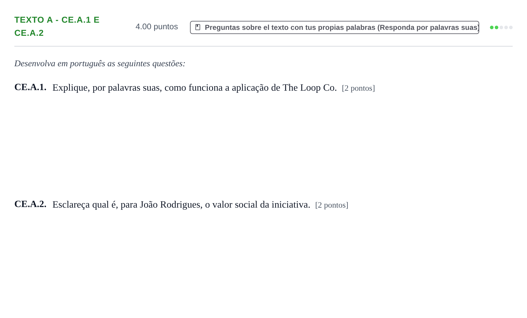 Enunciado: Ejercicio Texto A - CE.A.1 e CE.A.2 · Portugués PAU Castilla y León Extraordinaria (Fase Mejora de Nota) 2023