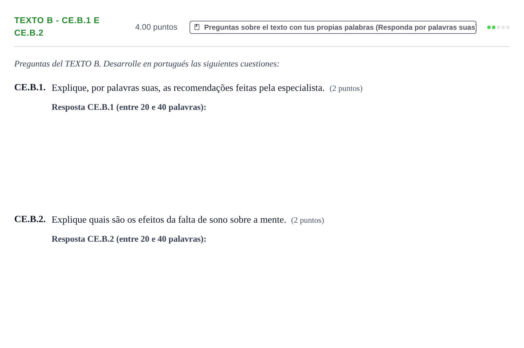 Enunciado: Ejercicio Texto B - CE.B.1 e CE.B.2 · Portugués PAU Castilla y León Extraordinaria (Fase Mejora de Nota) 2023
