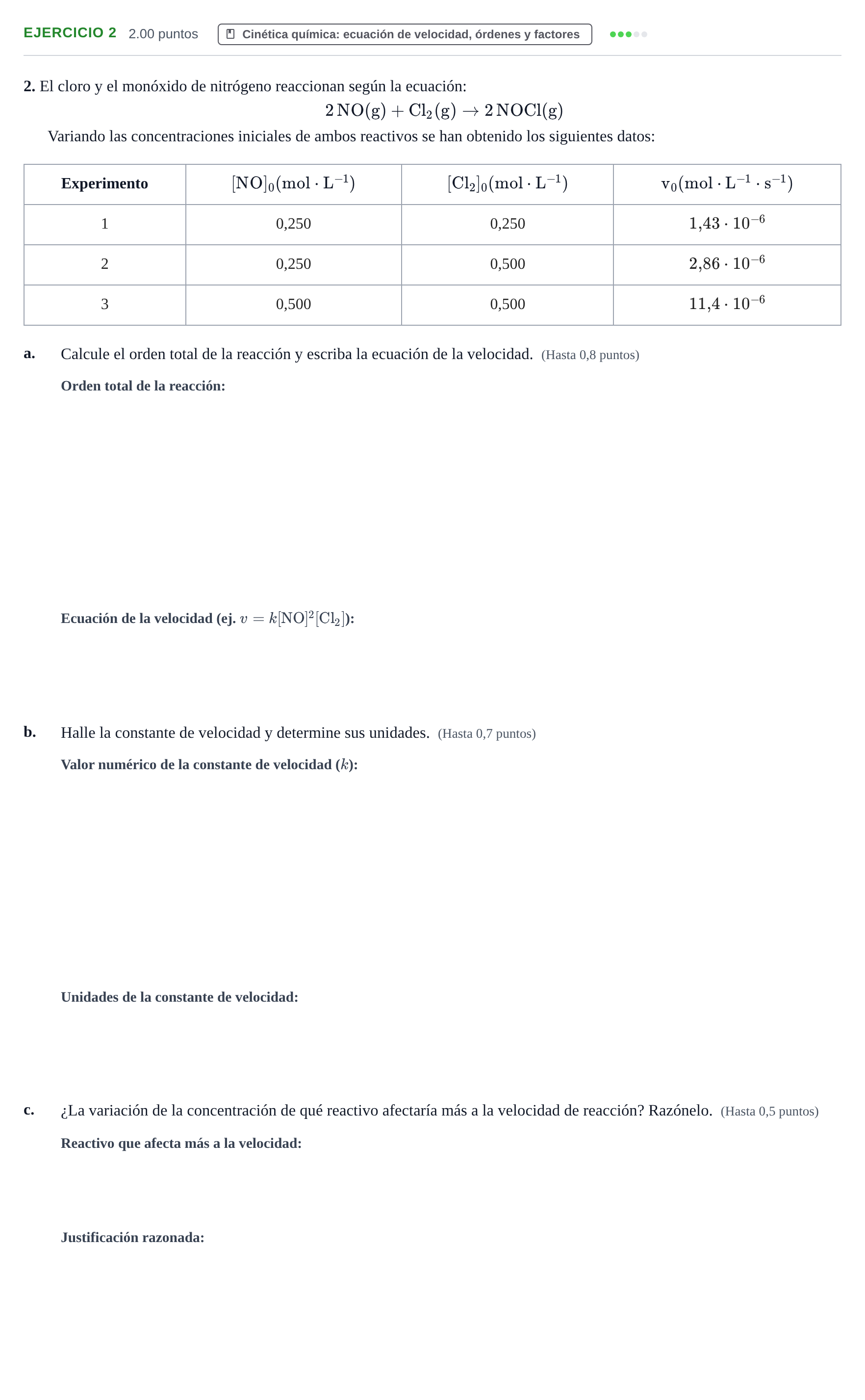 Enunciado: Problema 2 · Química PAU Castilla y León Extraordinaria 2023