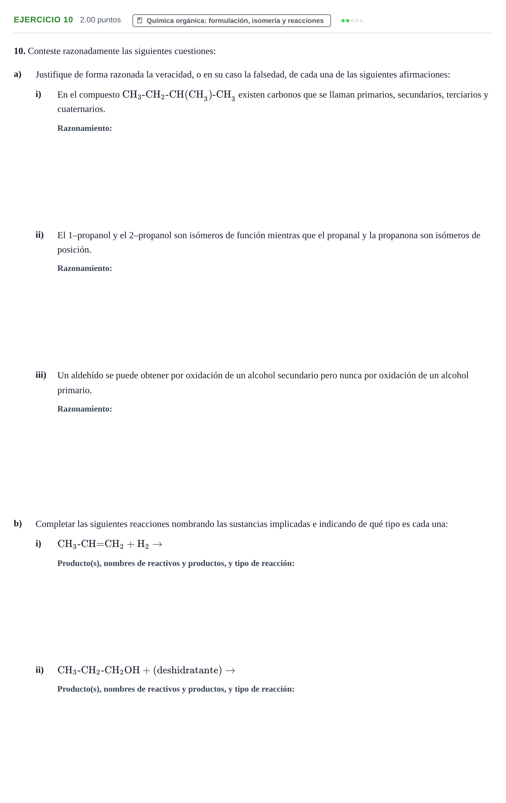 Enunciado: Problema 10 · Química PAU Castilla y León Ordinaria 2023