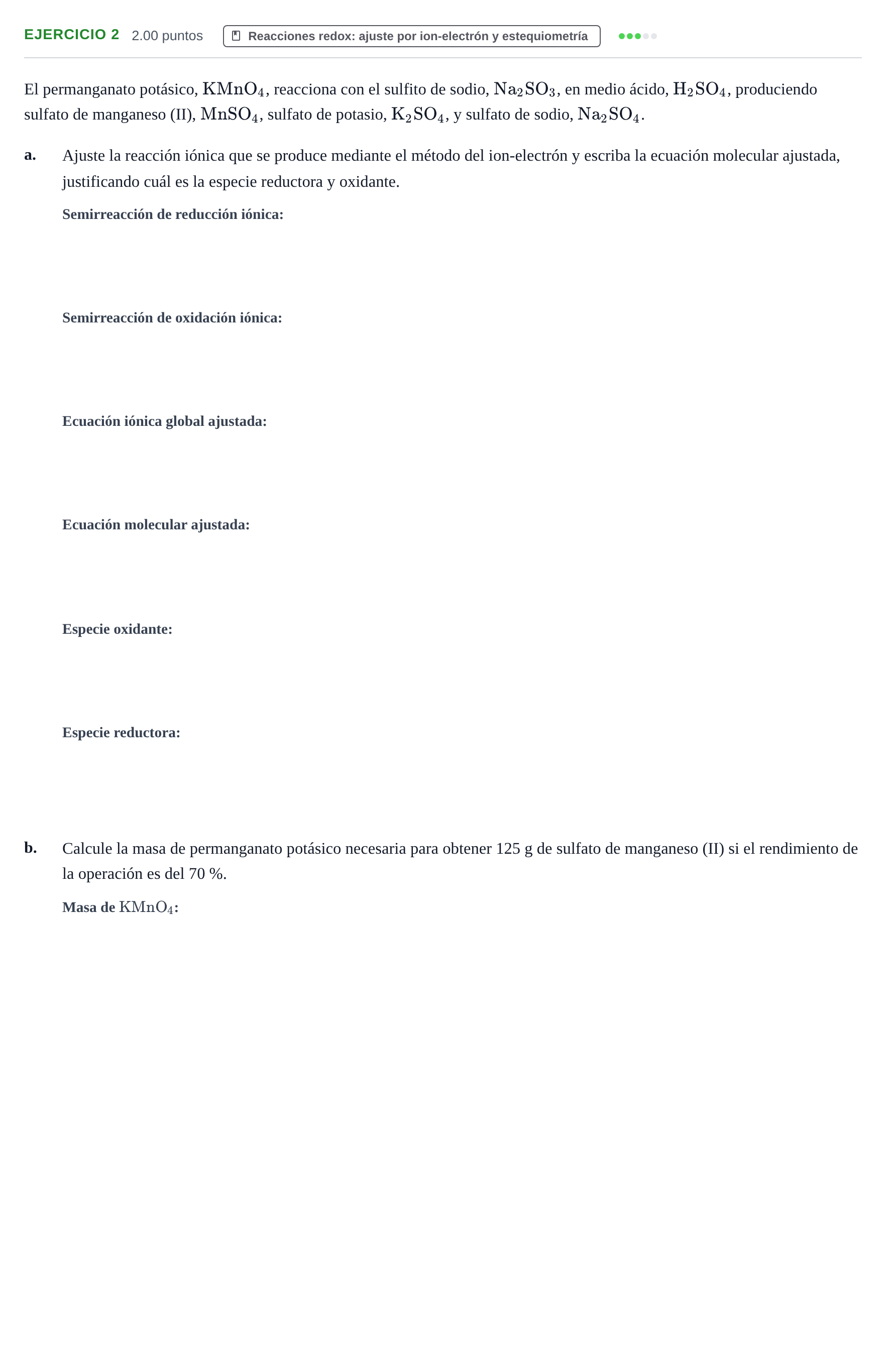 Enunciado: Problema 2 · Química PAU Castilla y León Ordinaria 2023