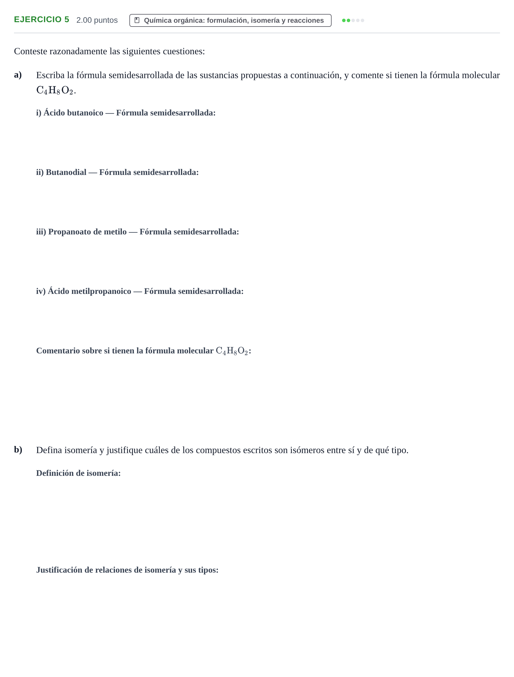 Enunciado: Problema 5 · Química PAU Castilla y León Ordinaria 2023