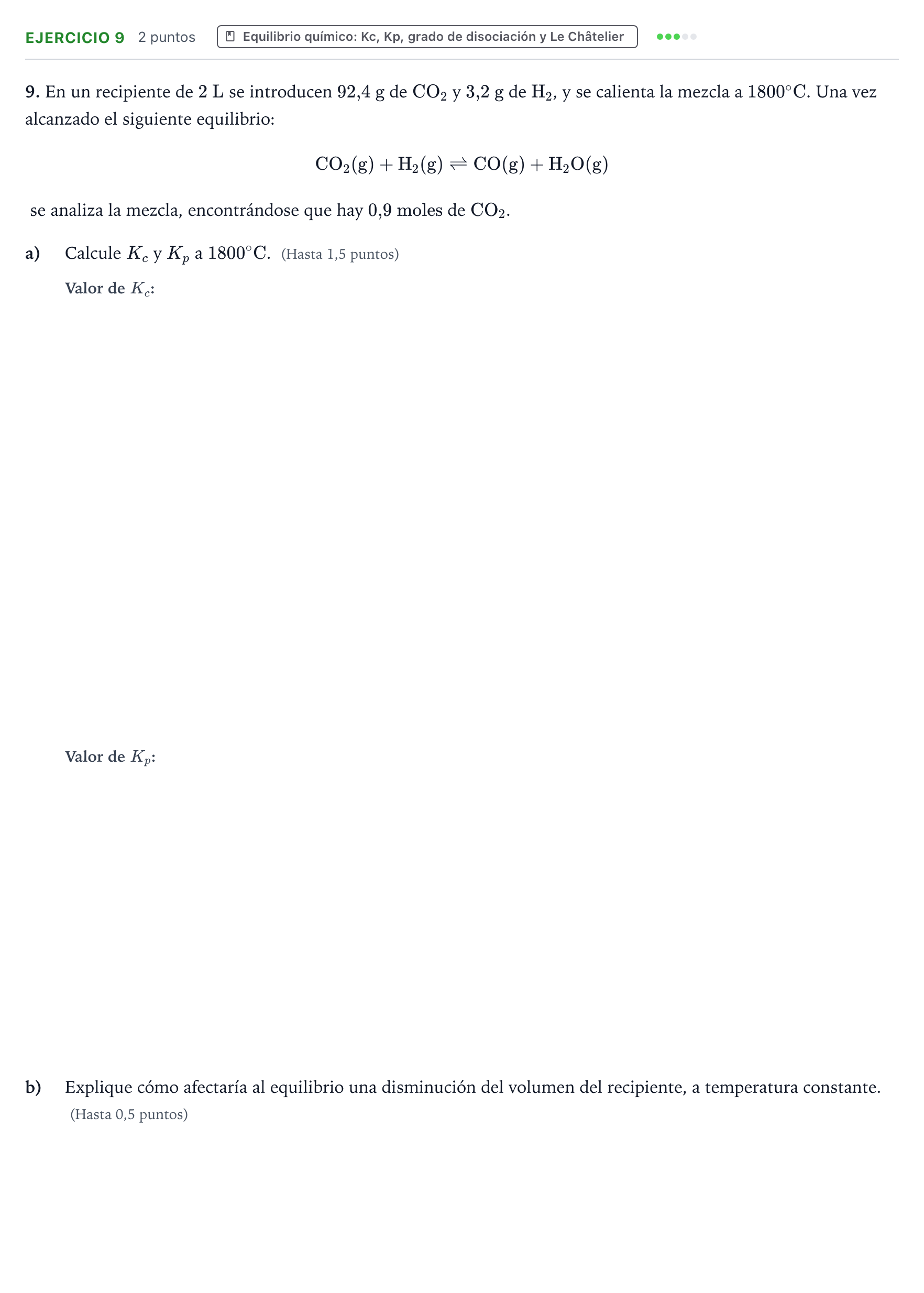 Enunciado: Problema 9 · Química PAU Castilla y León Ordinaria 2023