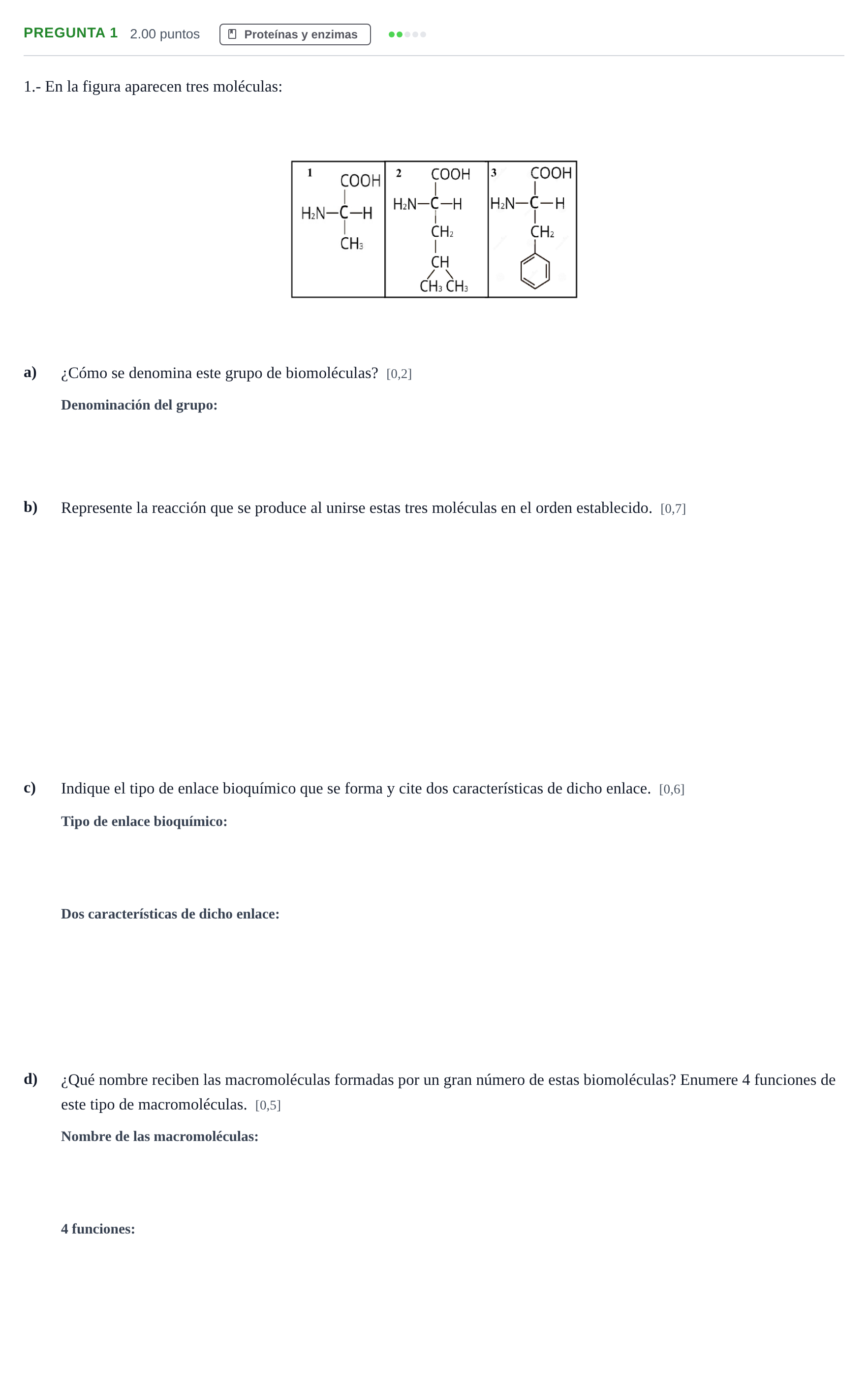 Enunciado: Pregunta 1 · Biología PAU Castilla y León Extraordinaria 2022