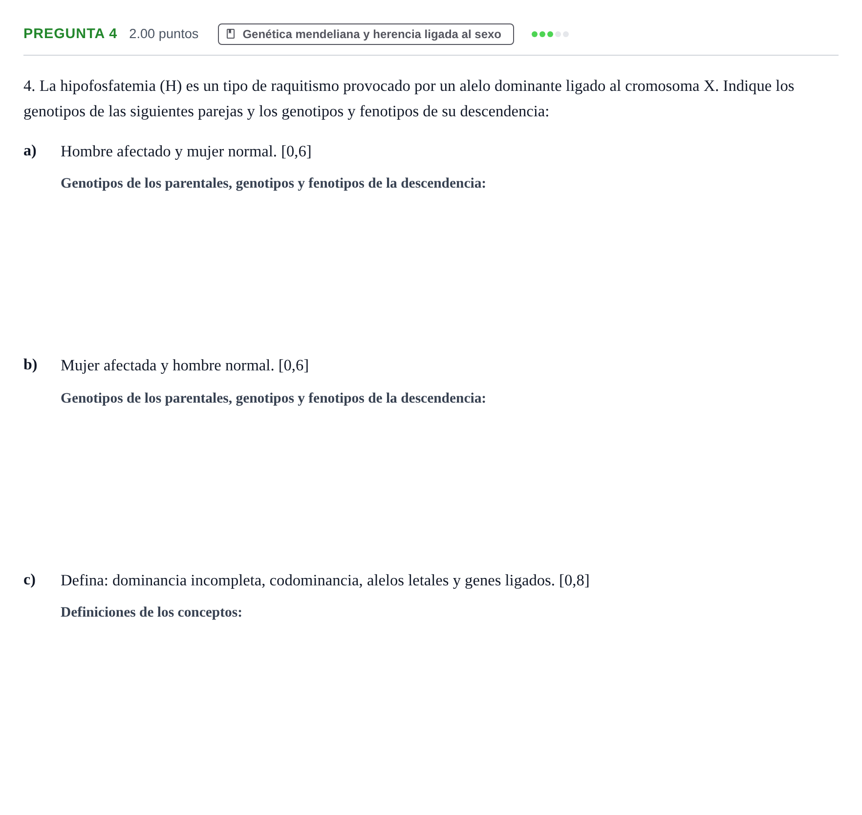 Enunciado: Pregunta 4 · Biología PAU Castilla y León Extraordinaria 2022