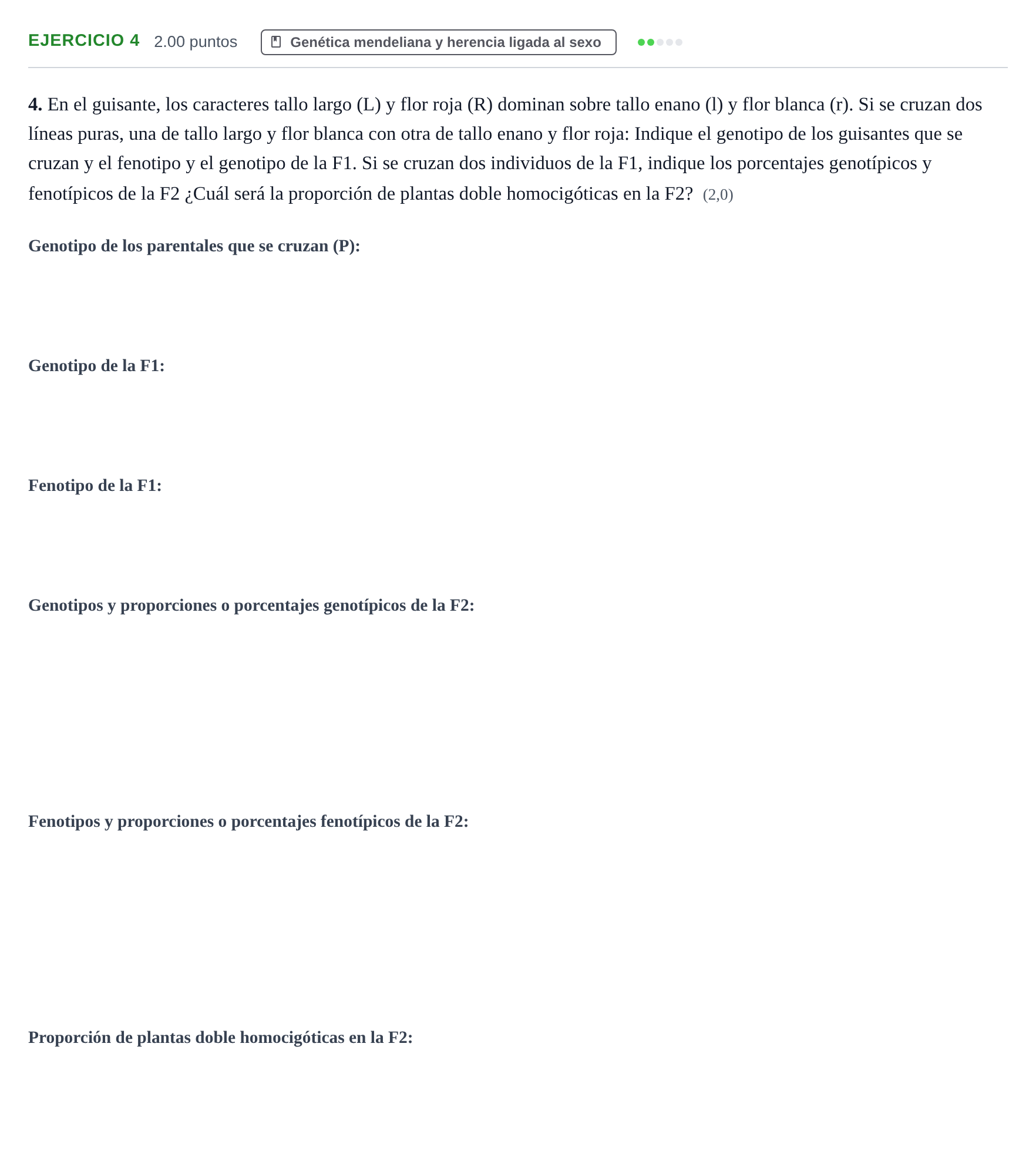 Enunciado: Problema 4 · Biología PAU Castilla y León Ordinaria 2022
