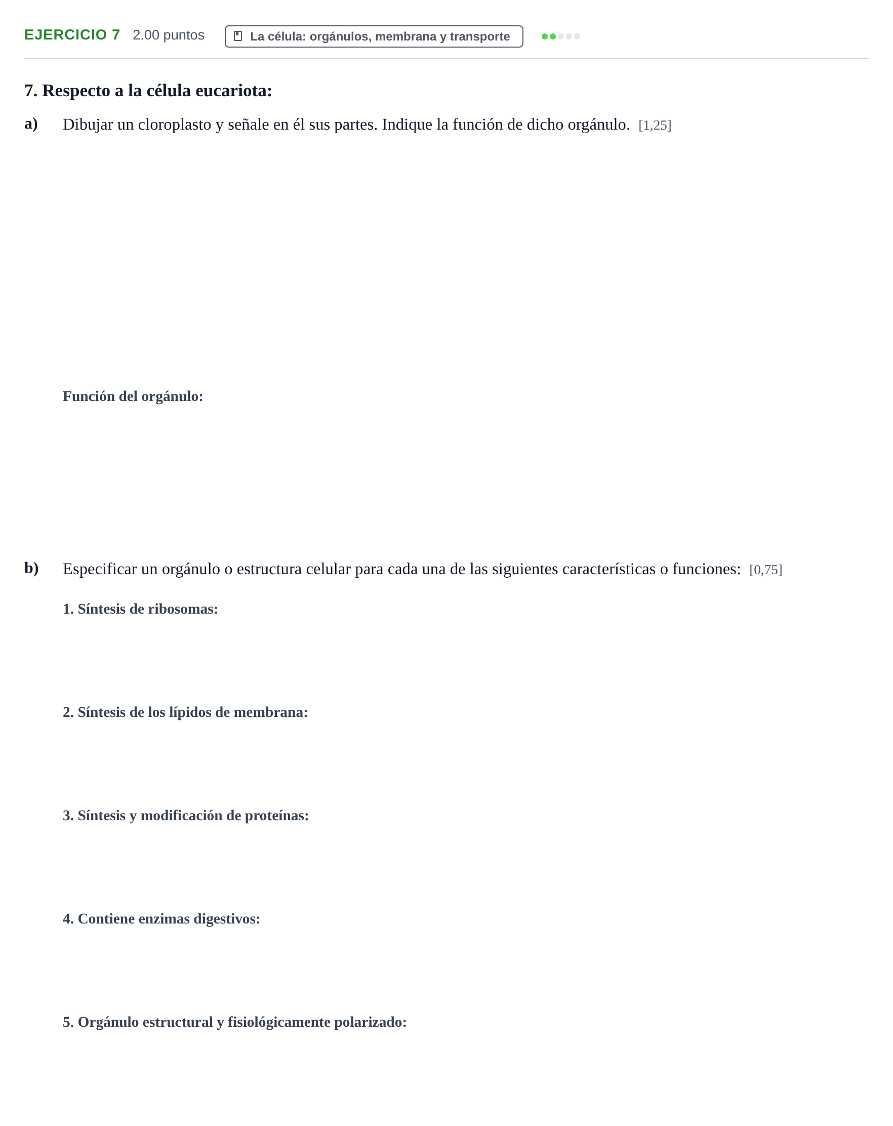 Enunciado: Problema 7 · Biología PAU Castilla y León Ordinaria 2022