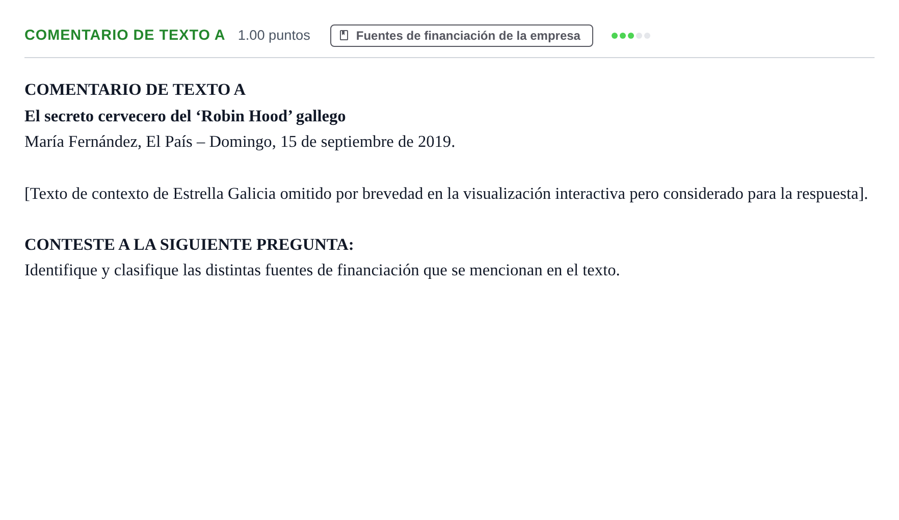 Enunciado: Ejercicio Comentario de Texto A · Empresa y Diseño de Modelos de Negocio PAU Castilla y León Ordinaria 2022