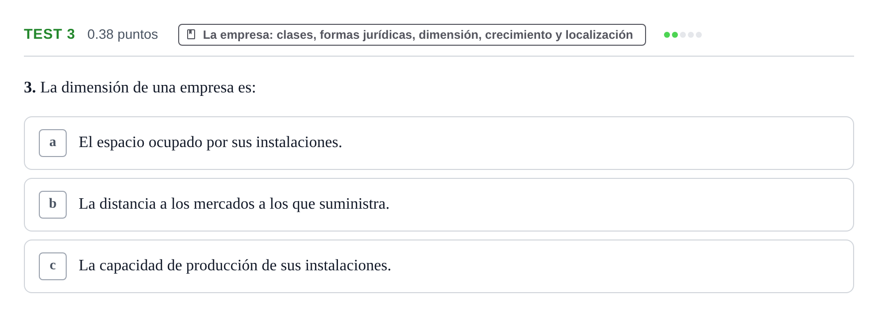 Enunciado: Ejercicio Test 3 · Empresa y Diseño de Modelos de Negocio PAU Castilla y León Ordinaria 2022