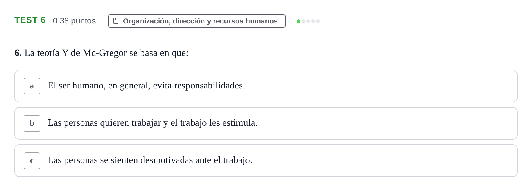 Enunciado: Ejercicio Test 6 · Empresa y Diseño de Modelos de Negocio PAU Castilla y León Ordinaria 2022
