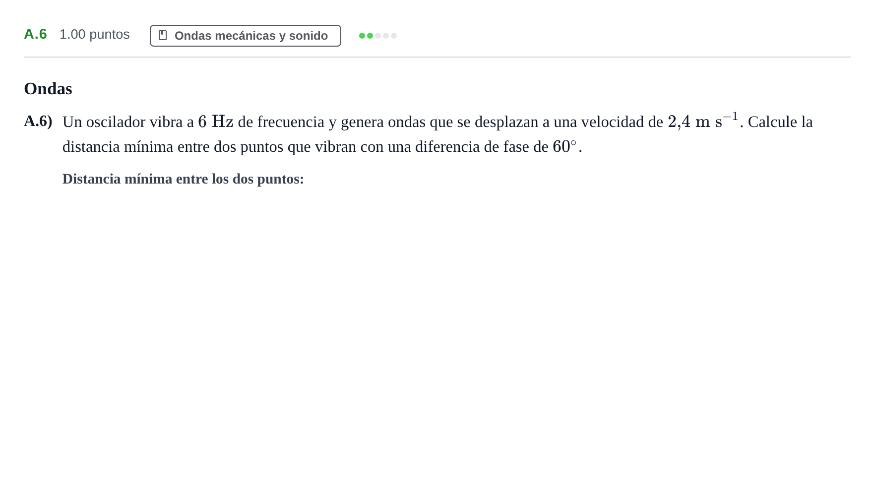 Enunciado: Ejercicio A.6 · Física PAU Castilla y León Ordinaria 2022