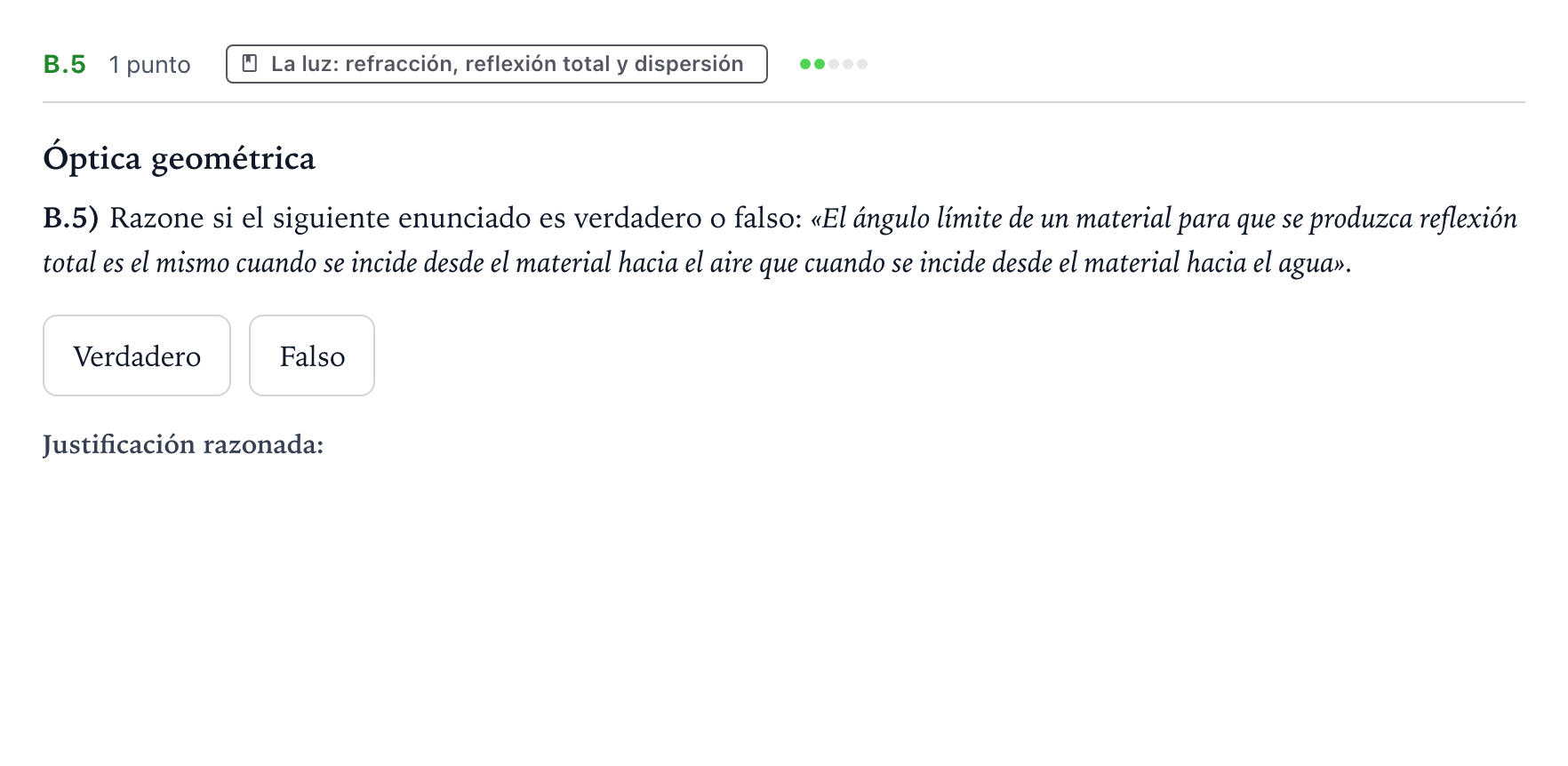 Enunciado: Ejercicio B.5 · Física PAU Castilla y León Ordinaria 2022